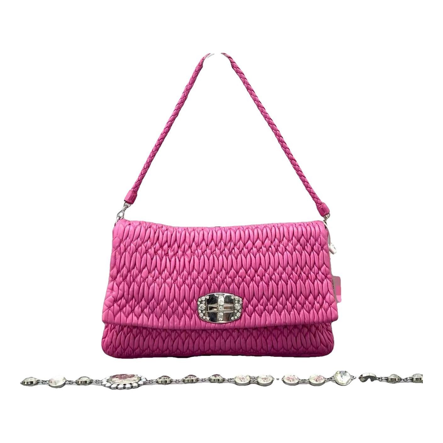 Miu Crystal leather handbag
