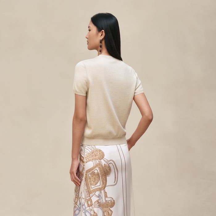 Blanc Nacre "Brides De Gala Gold" Short-sleeve Sweater