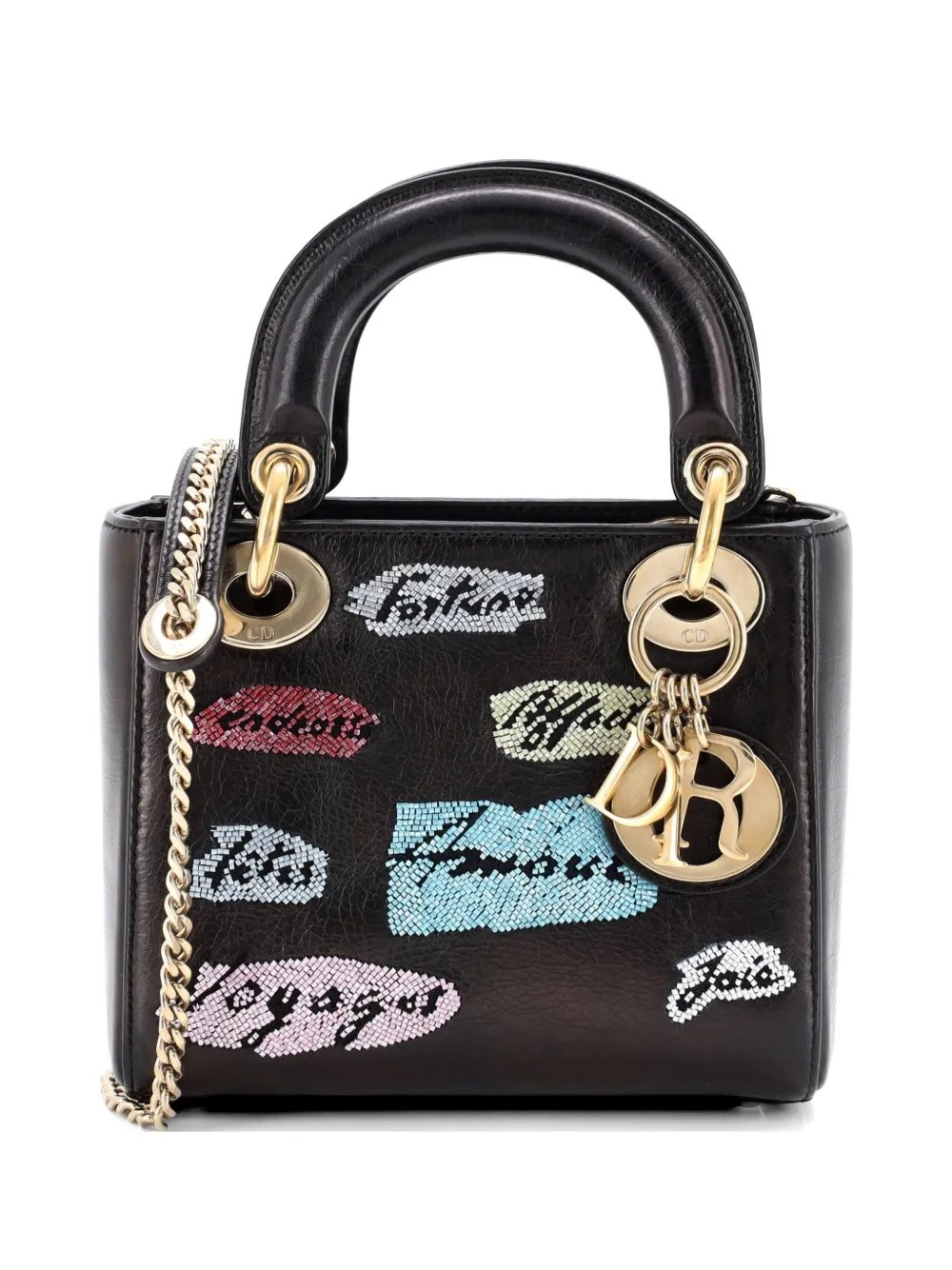 Lady Dior Chain Bag Beaded Leather Mini shoulder bag