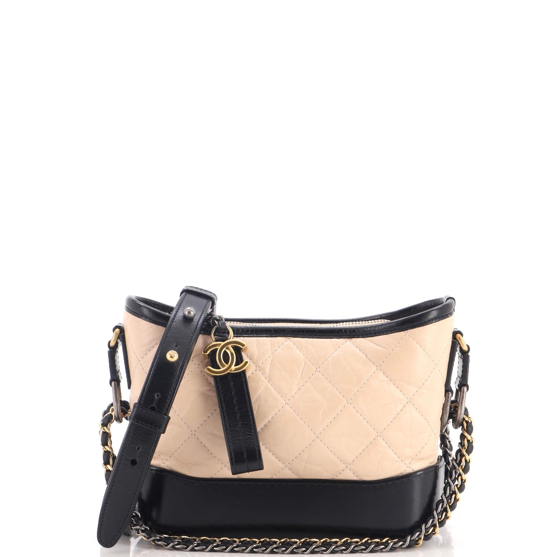 Bicolor Gabrielle Hobo Quilted Aged Calfskin Small