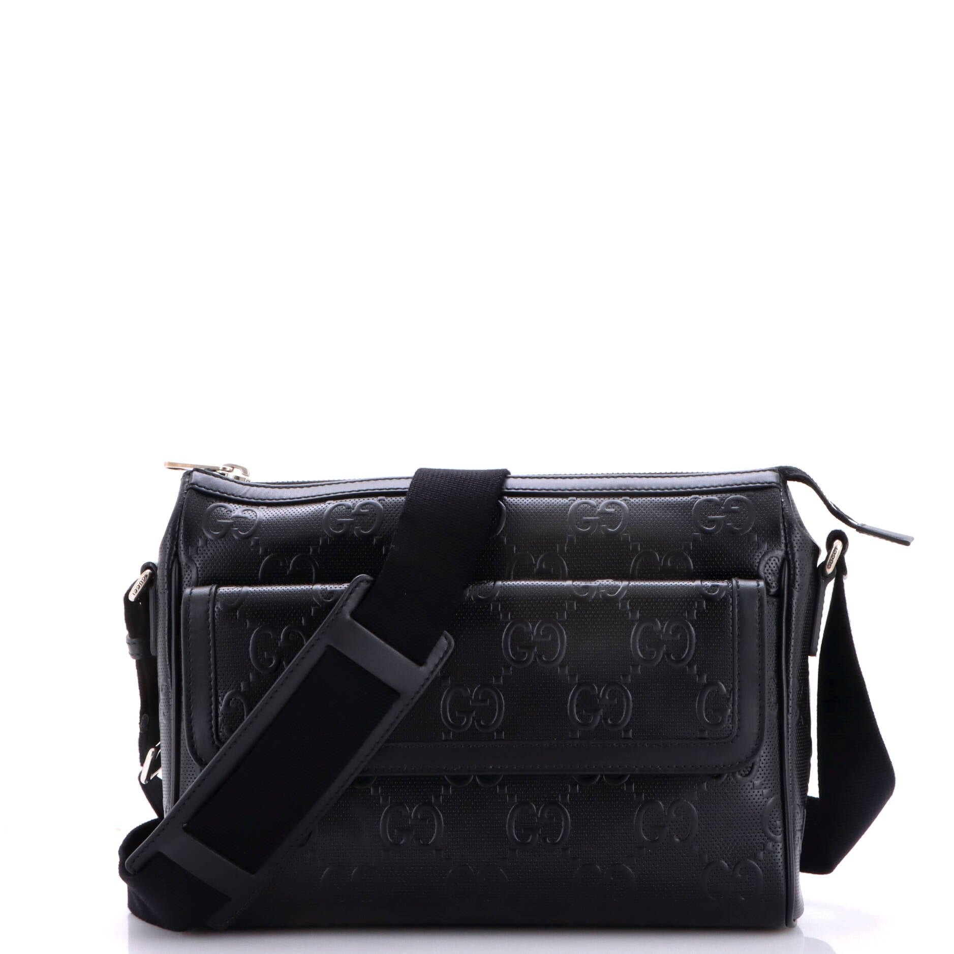 Front Pocket Messenger Bag GG Embossed Perforated Leather Medium