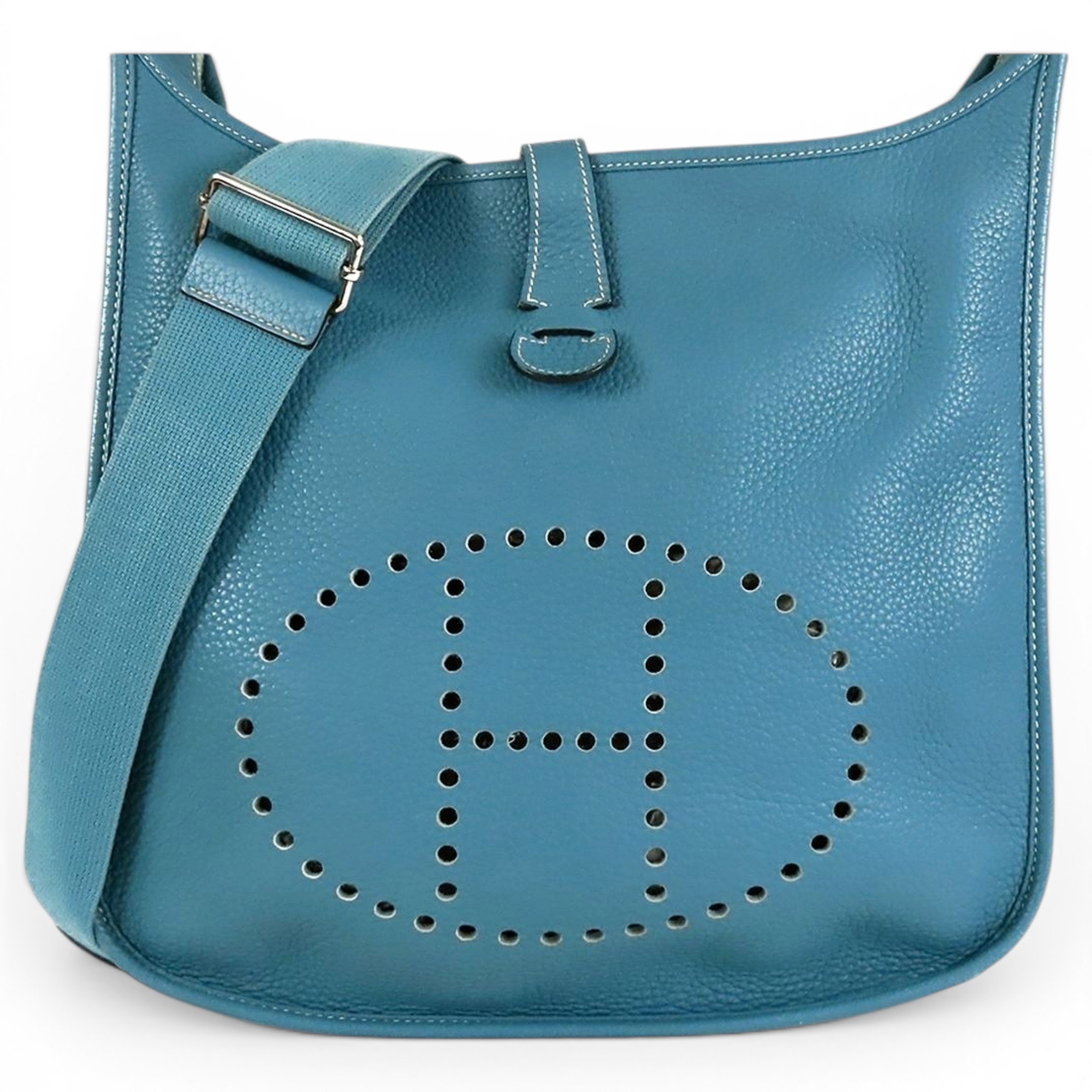 Hermes Evelyne Handbag Blue Jean Toile Jean
