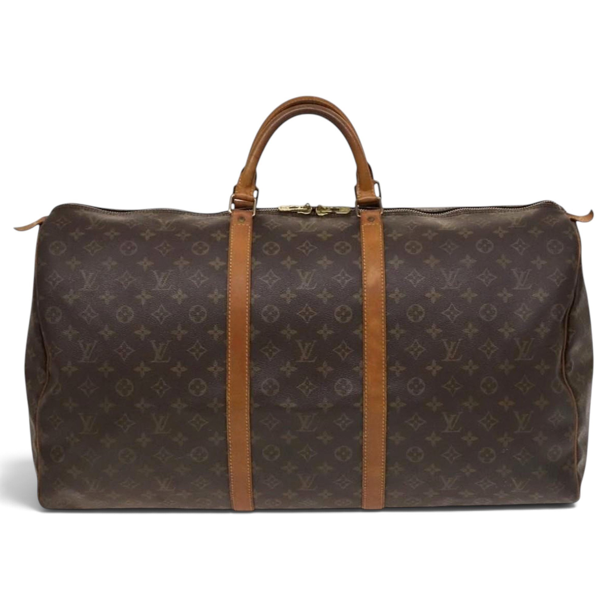 Louis Vuitton Keepall leather travel bag