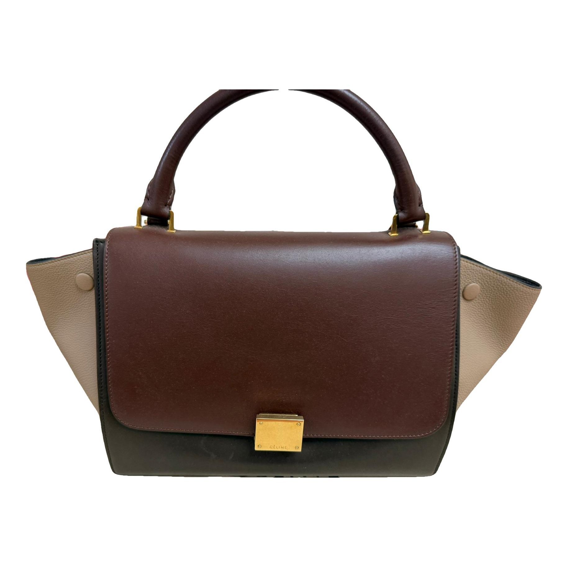 Trapèze leather handbag