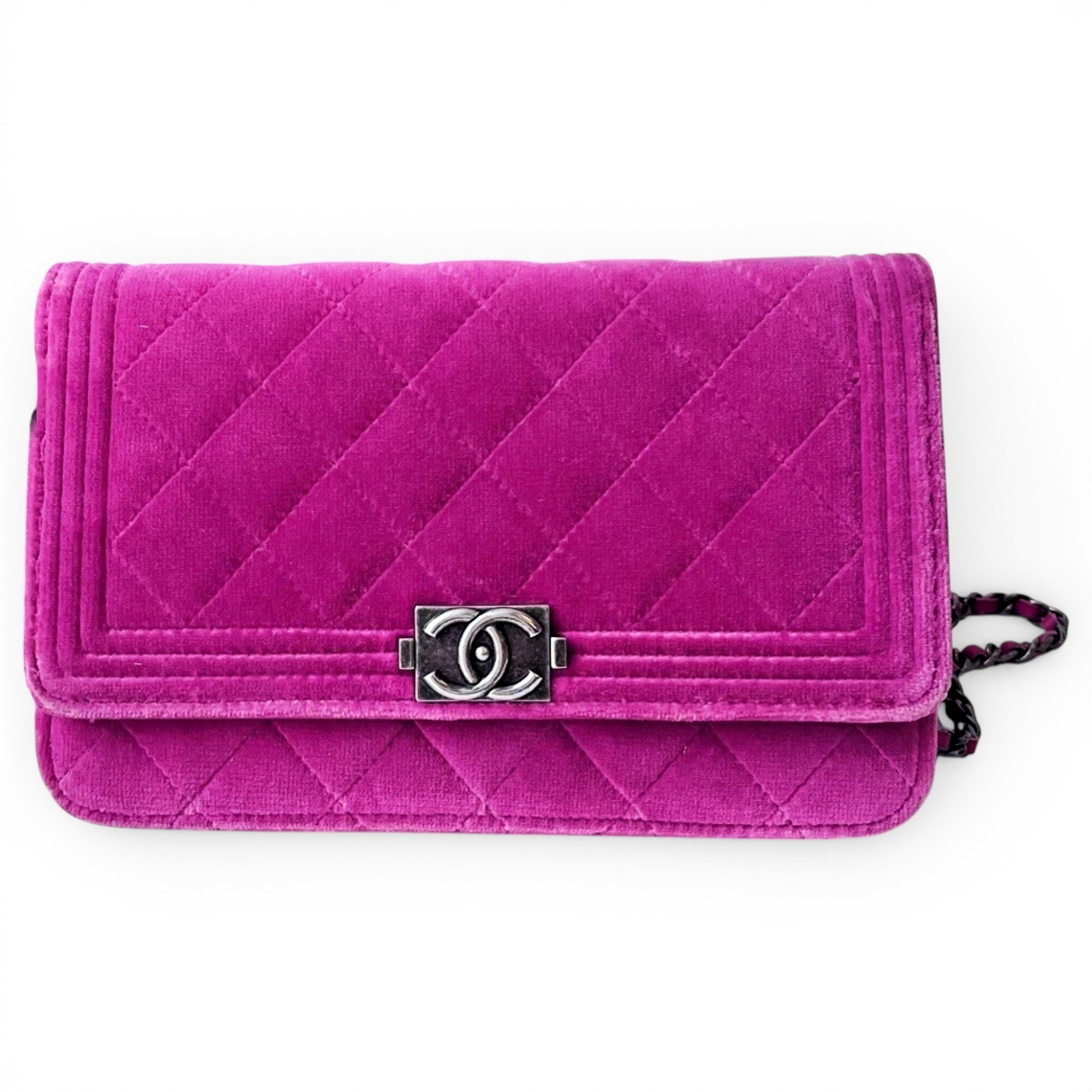 Wallet On Chain Boy Half Flap velvet crossbody bag