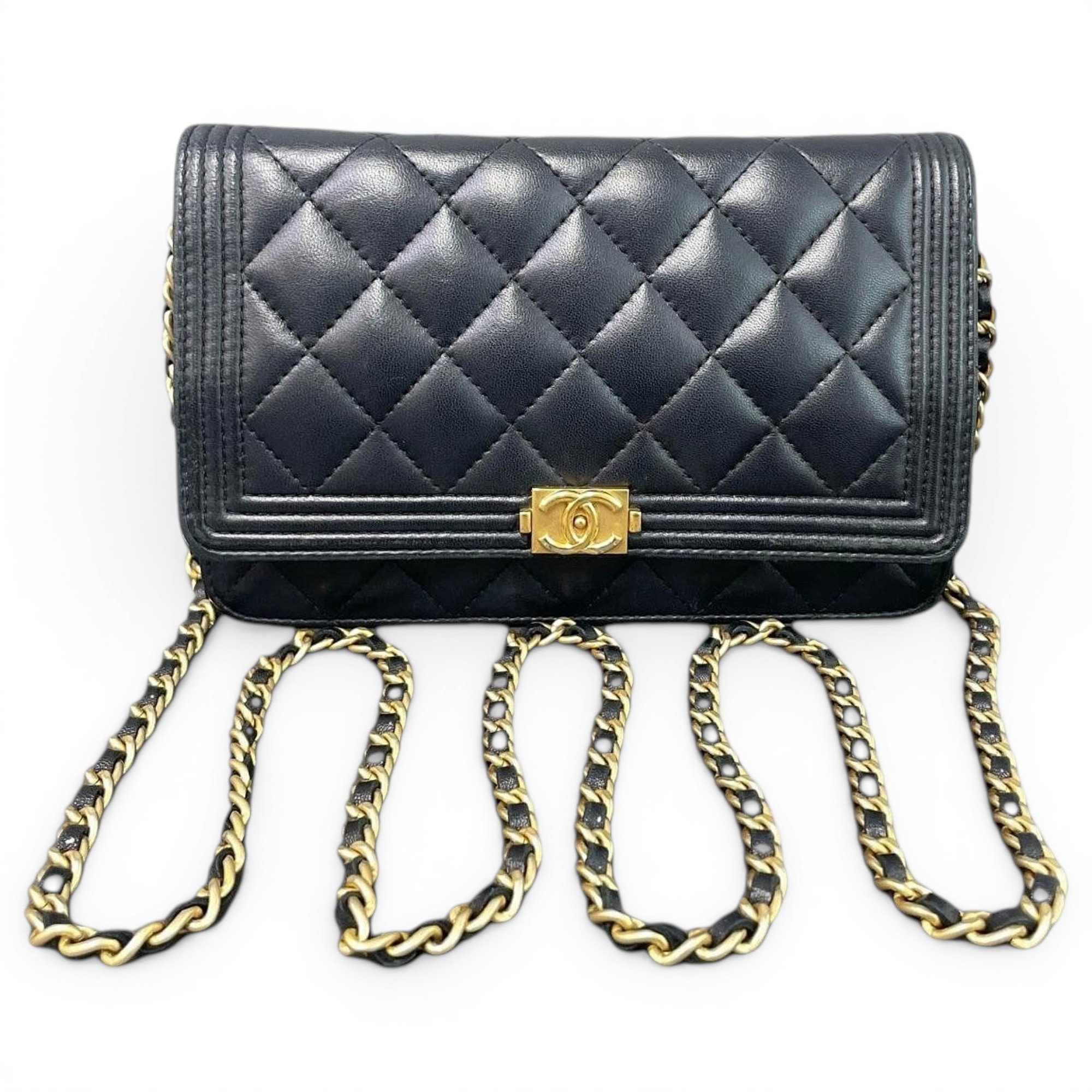 Wallet On Chain Boy Half Flap leather handbag