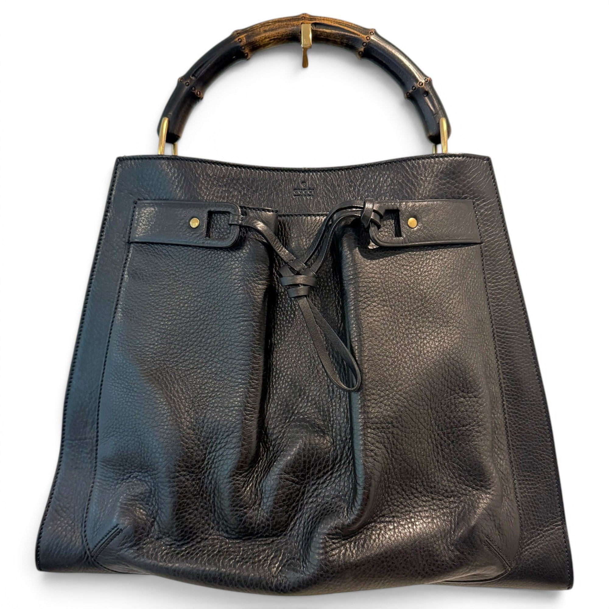 Bamboo Top Handle leather handbag