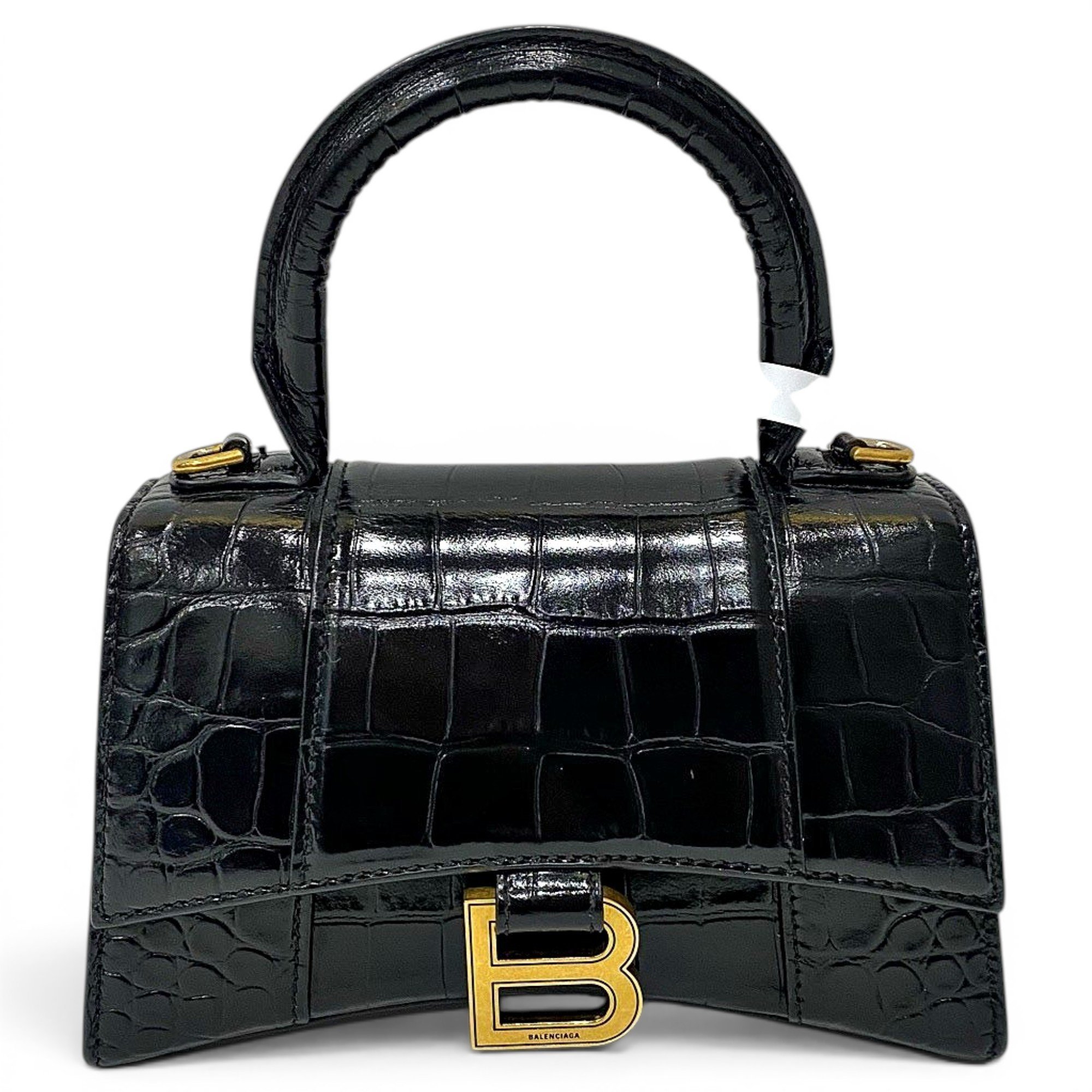 Hourglass leather handbag