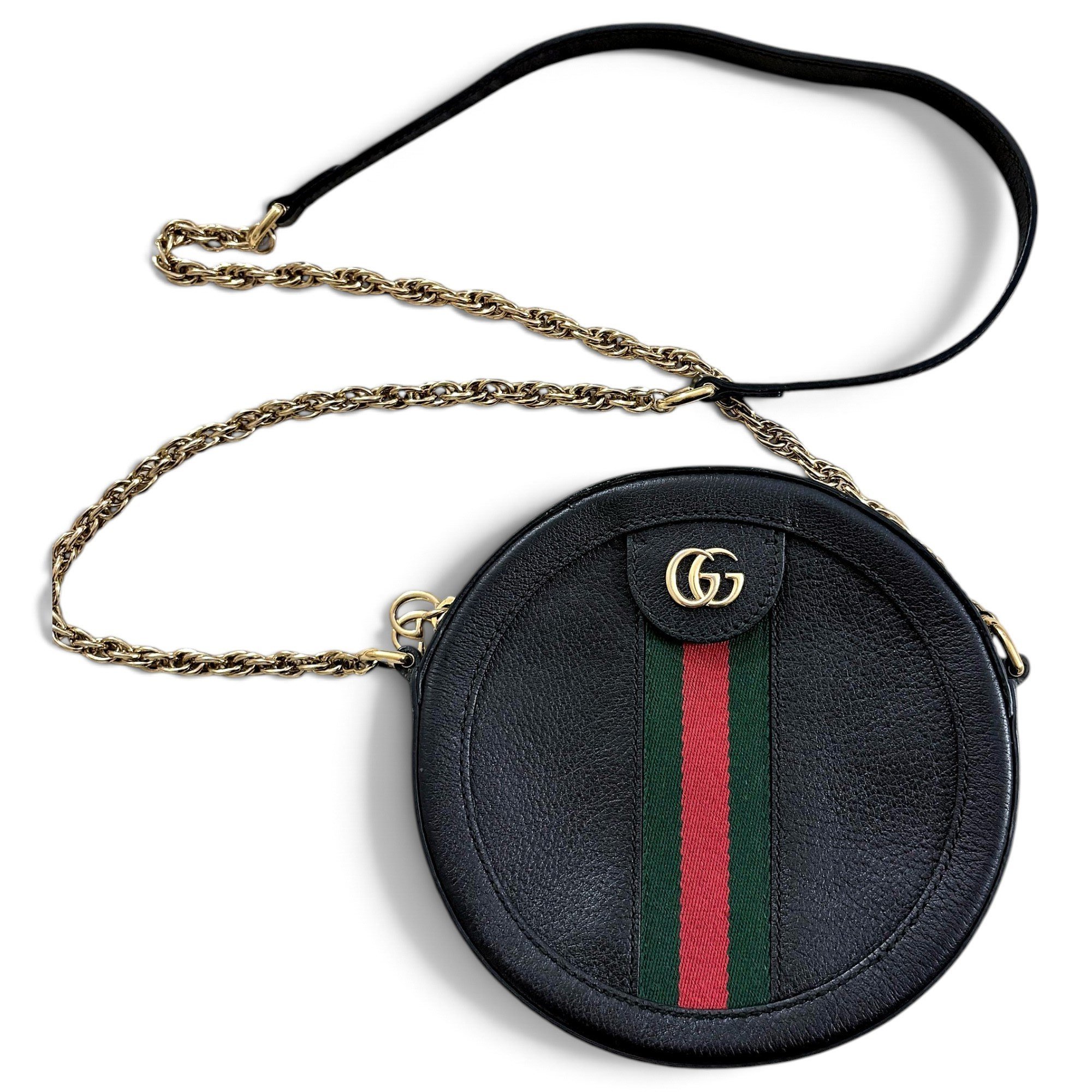 Ophidia Round leather crossbody bag
