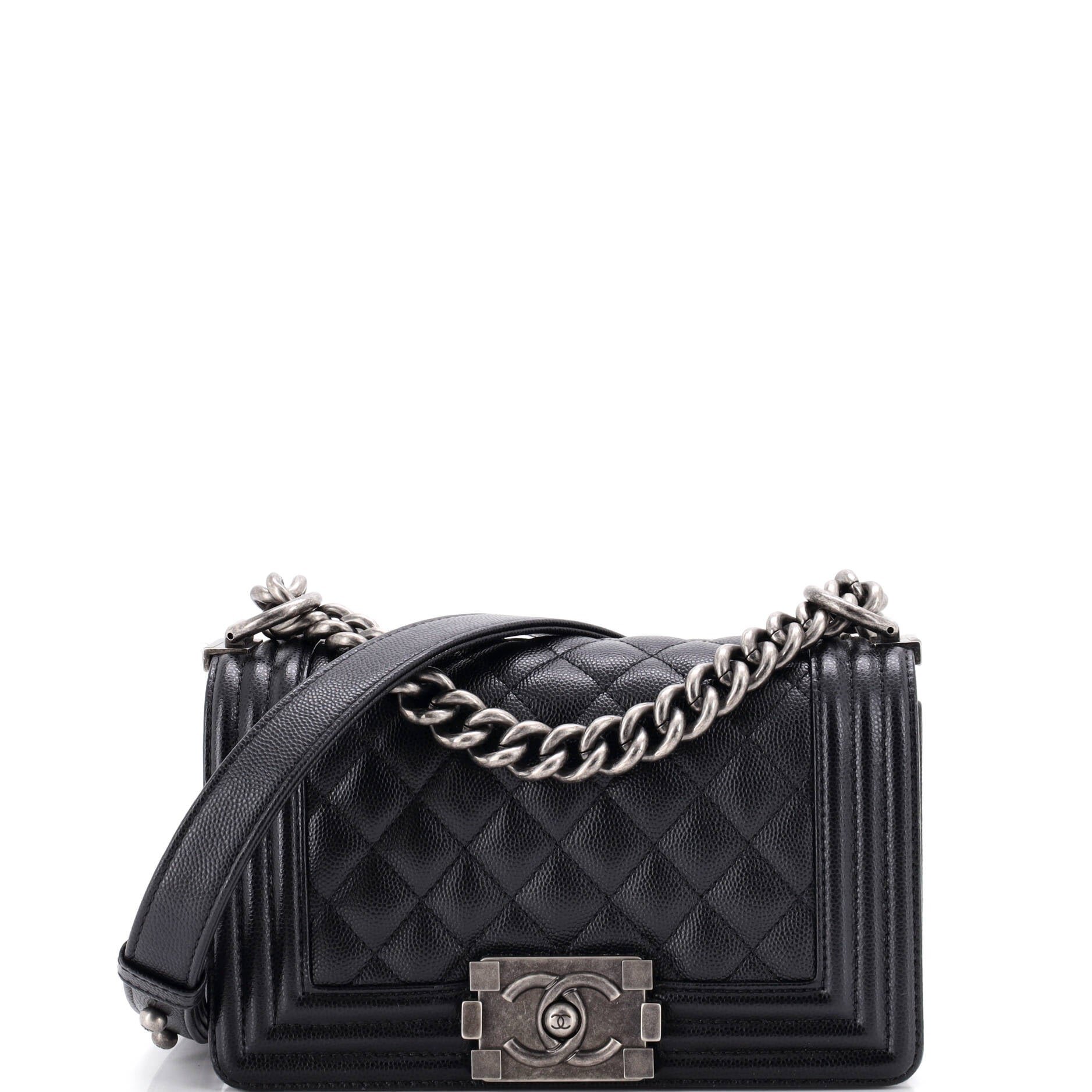 Boy Flap Bag Quilted Caviar Small