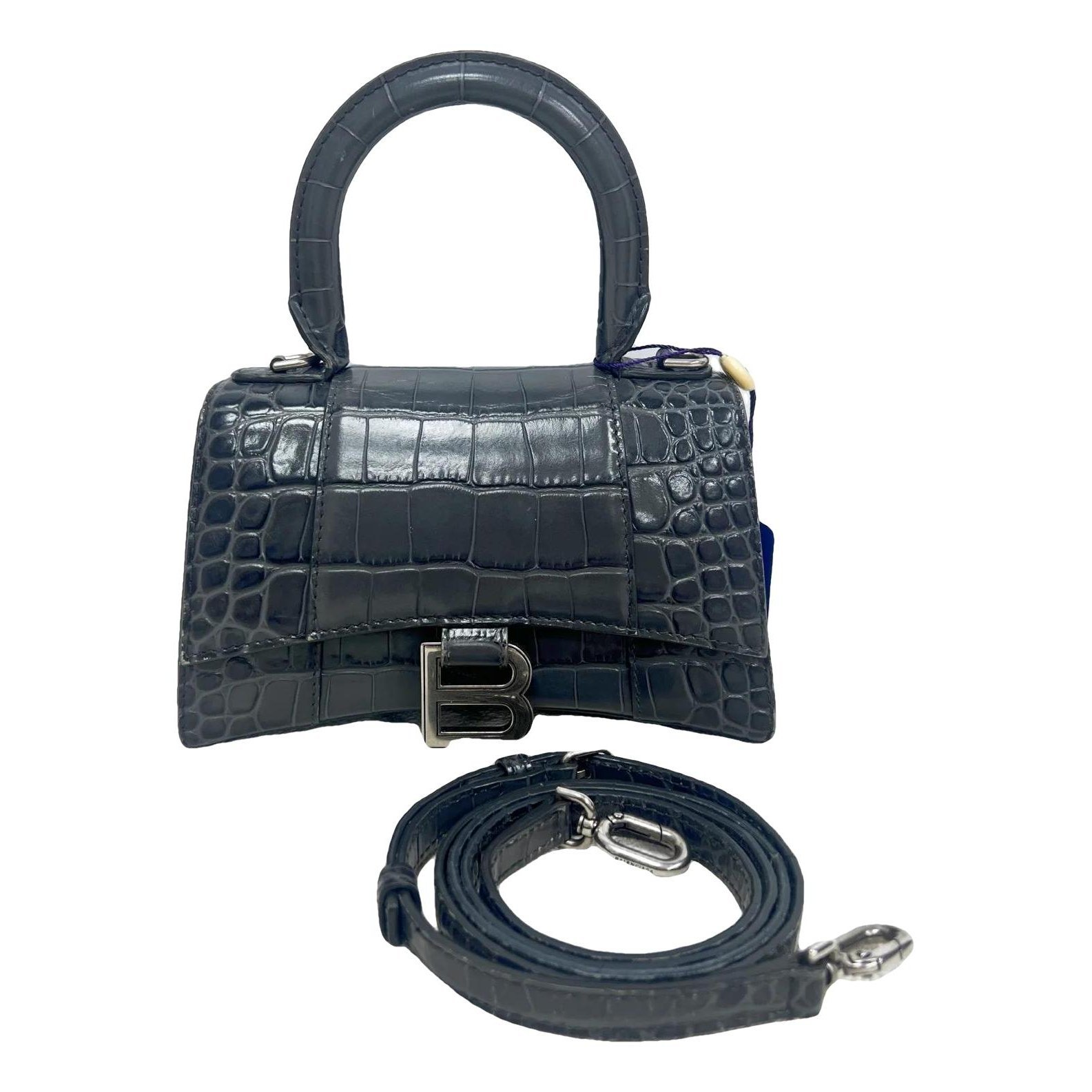 Hourglass leather handbag