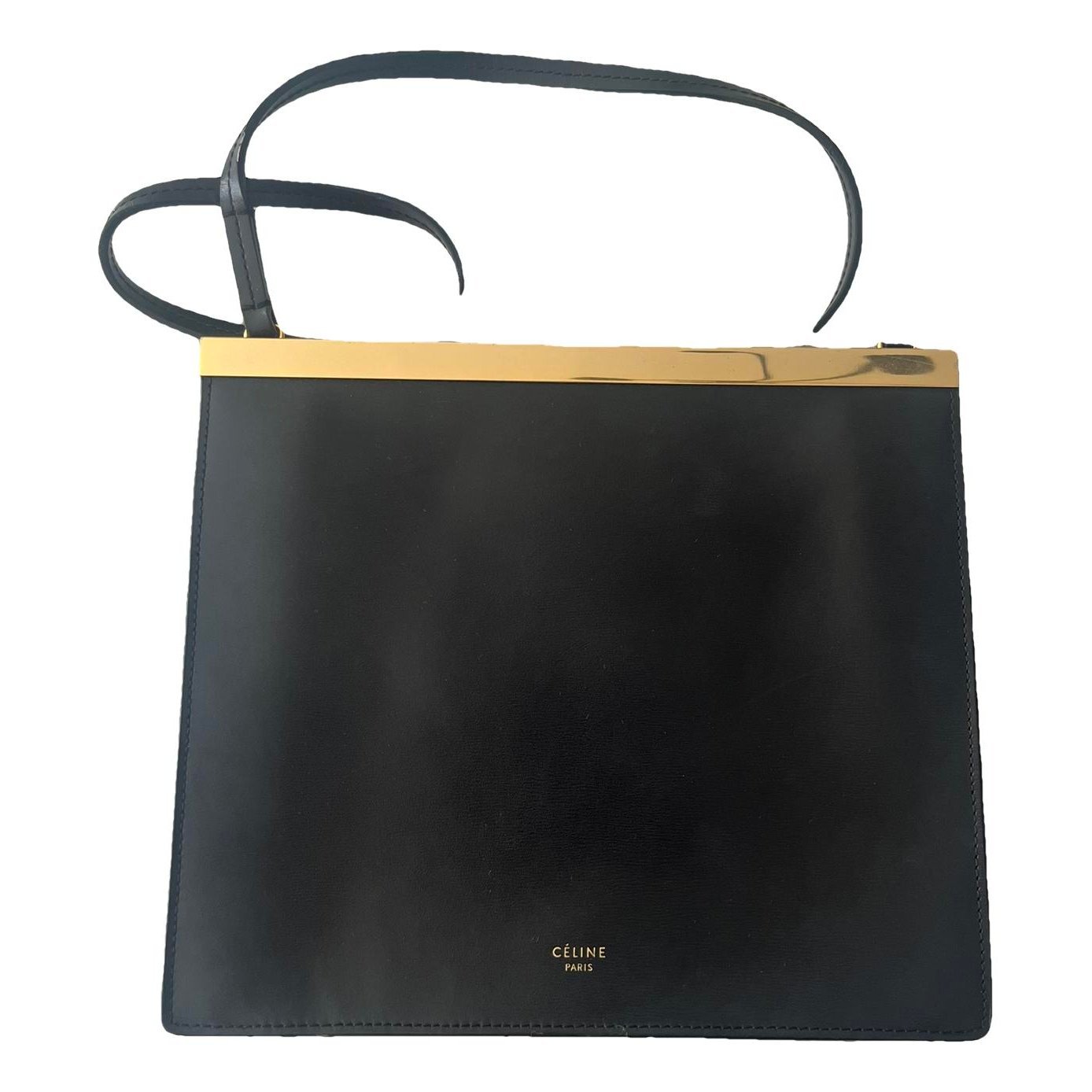 Clasp leather handbag
