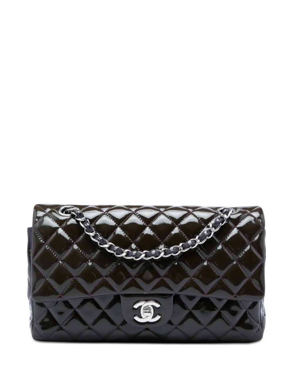 2009-2010 Medium Classic Patent Double Flap shoulder bag