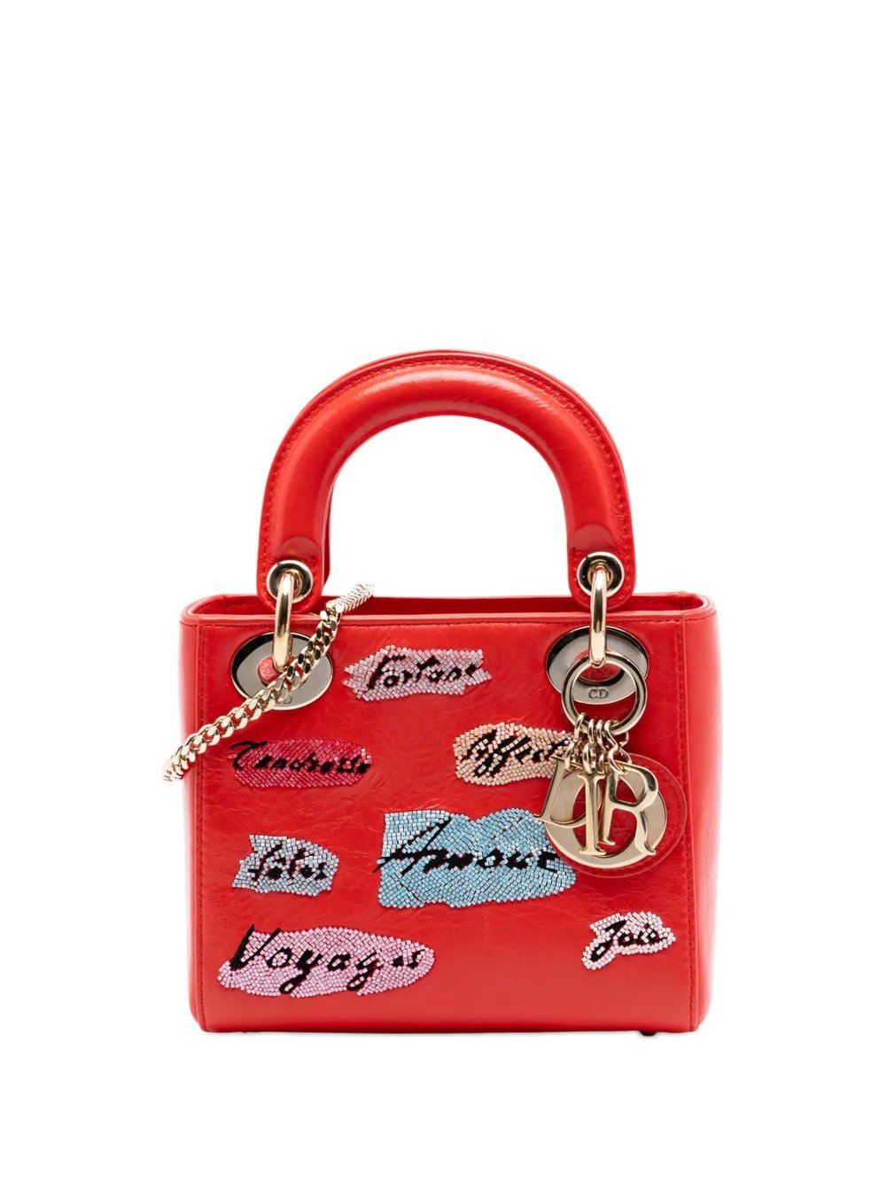 2016 Mini Calfskin Beaded Lady Dior satchel
