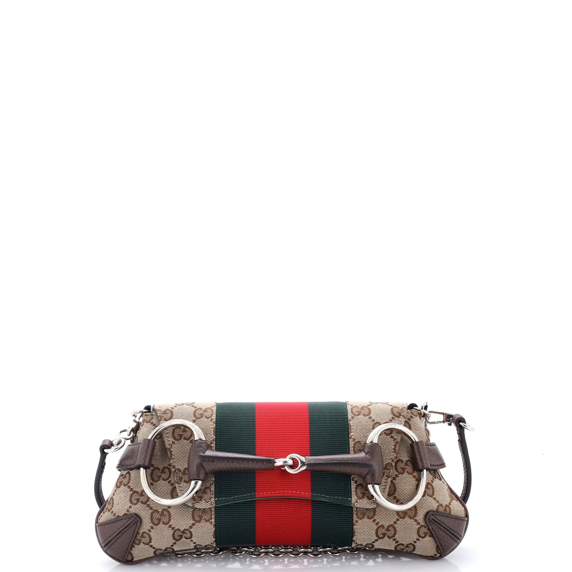Horsebit NM Web Chain Clutch GG Canvas Small