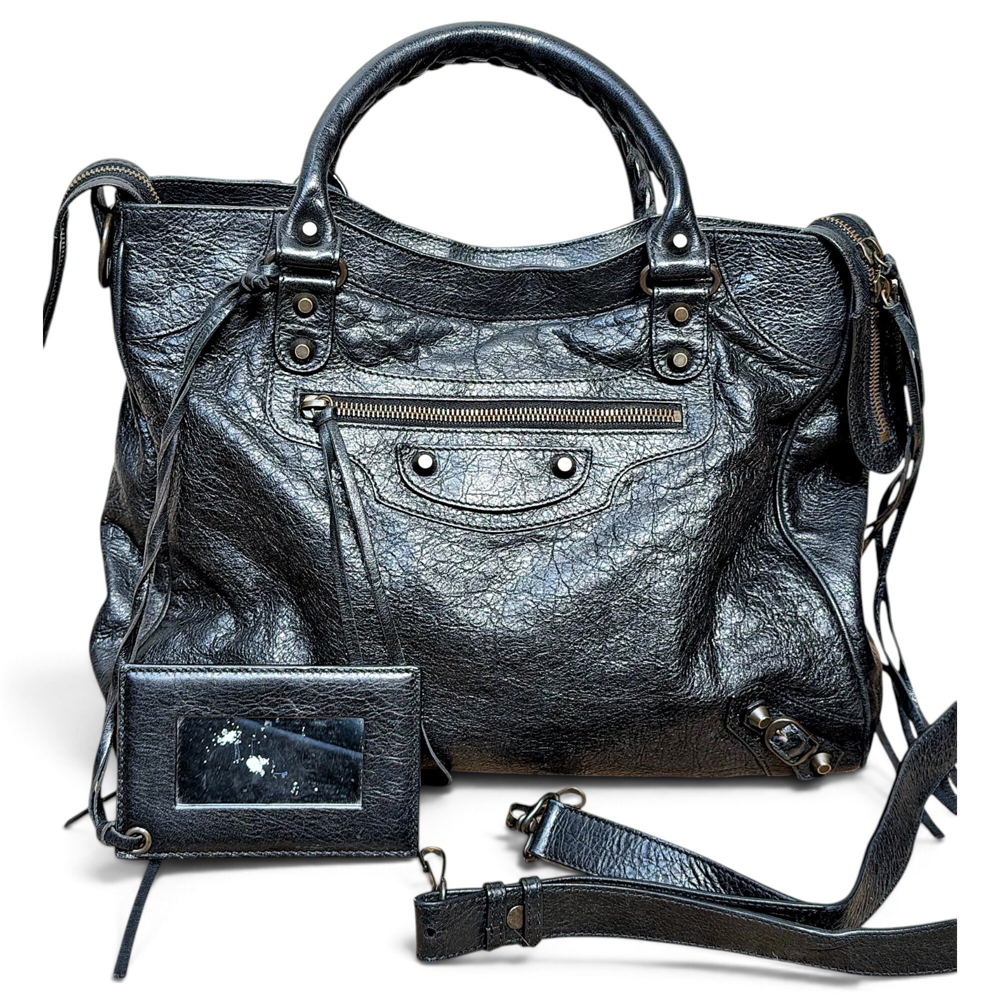 City leather handbag