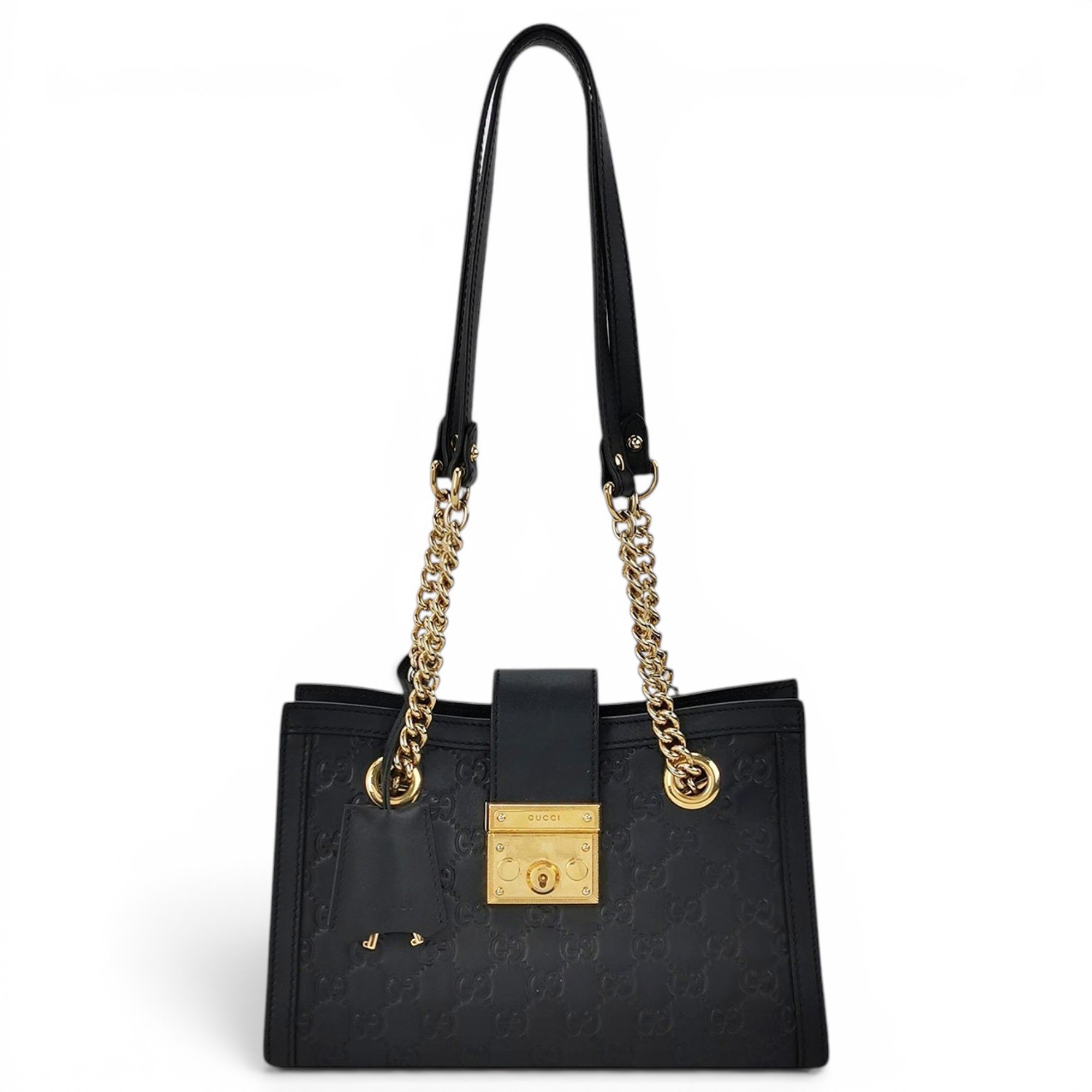 Padlock leather handbag