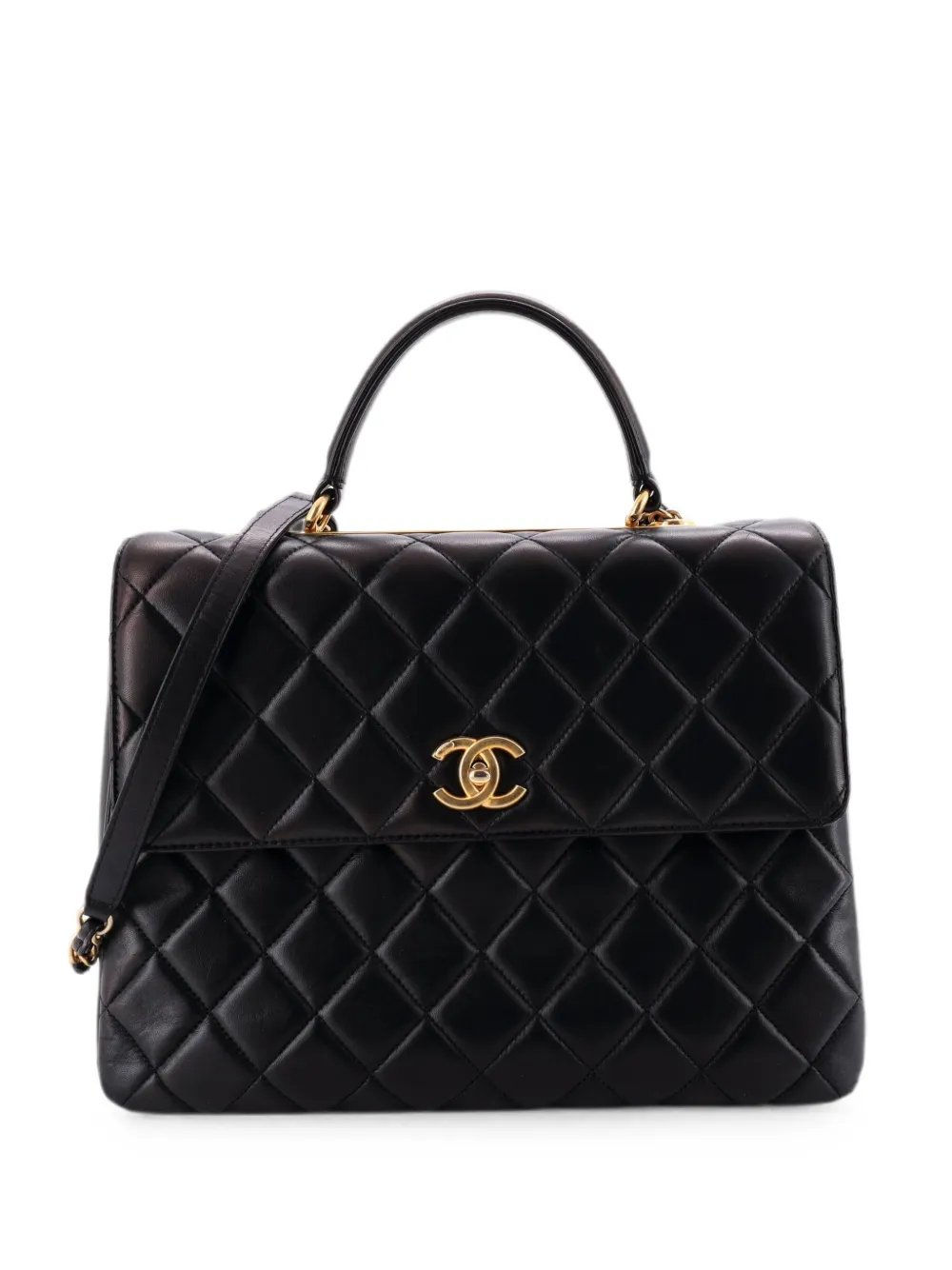 Trendy CC Top Handle Bag Quilted Lambskin Large satchel