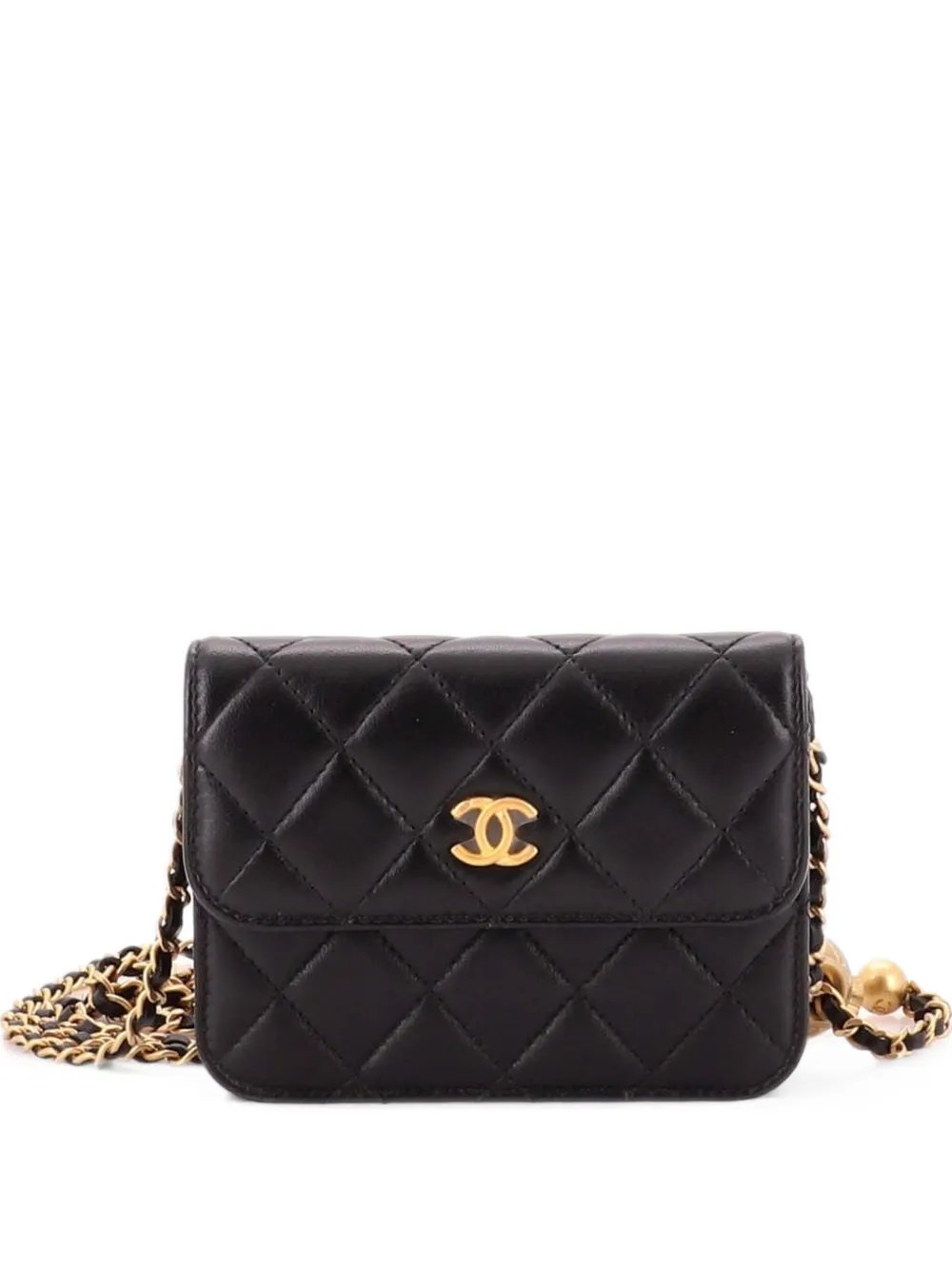 Pearl Crush Flap Clutch with Chain Quilted Lambskin Mini crossbody bag