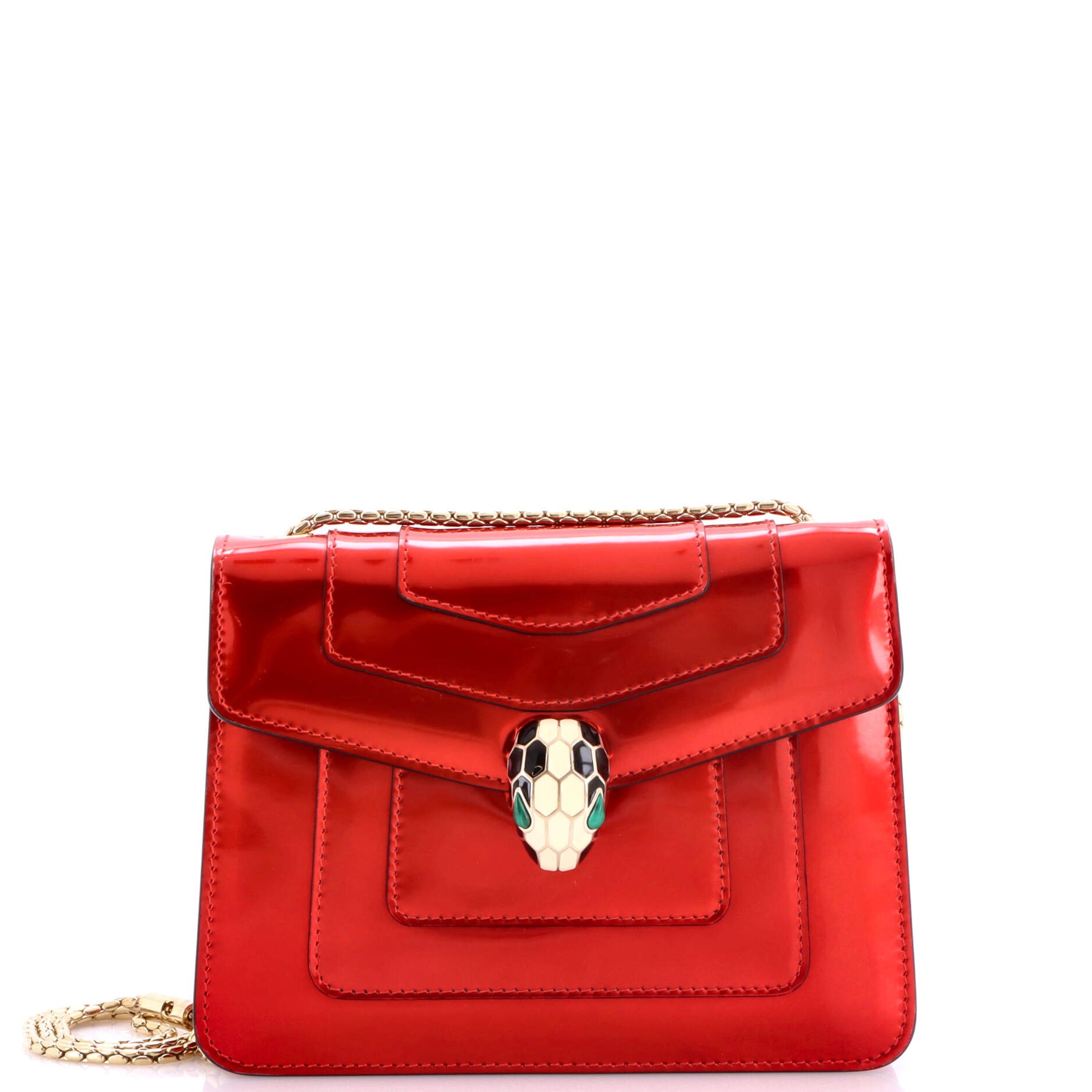 Serpenti Forever Square Shoulder Bag Metallic Leather Small
