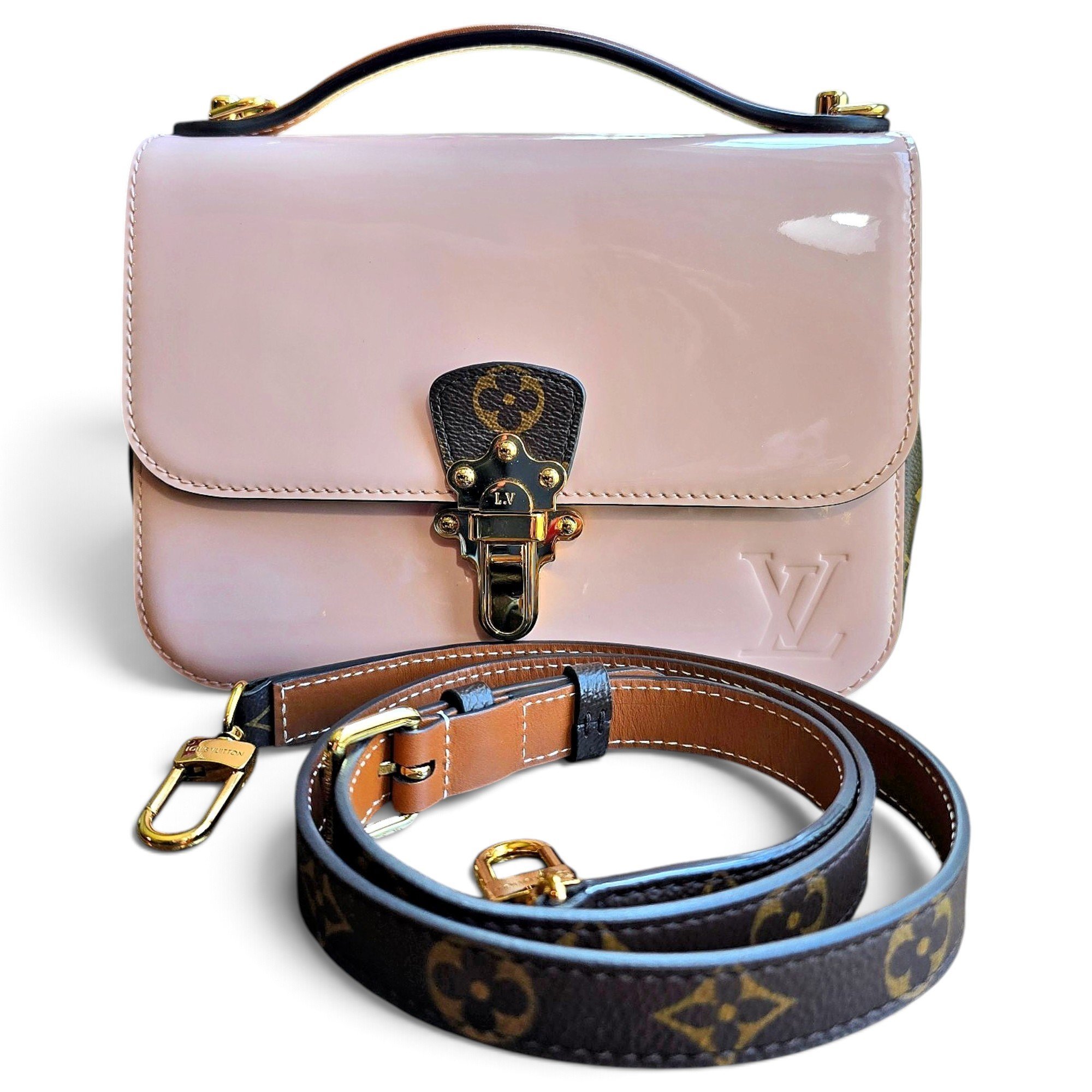Rosewood patent leather satchel