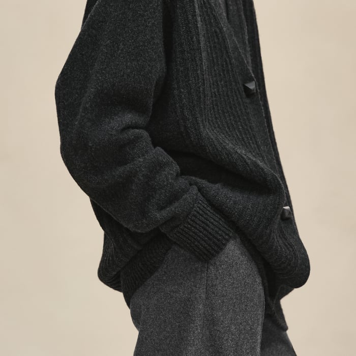 Gris Volcanique Thick Long-sleeve Cardigan