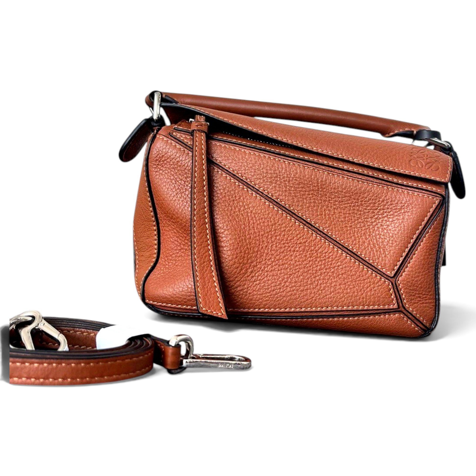 Puzzle leather handbag