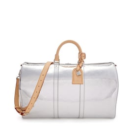 Louis Vuitton Virgil Abloh Silver Monogram Mirror Canvas Keepall Bandoulière 50 Silver Hardware, 2021