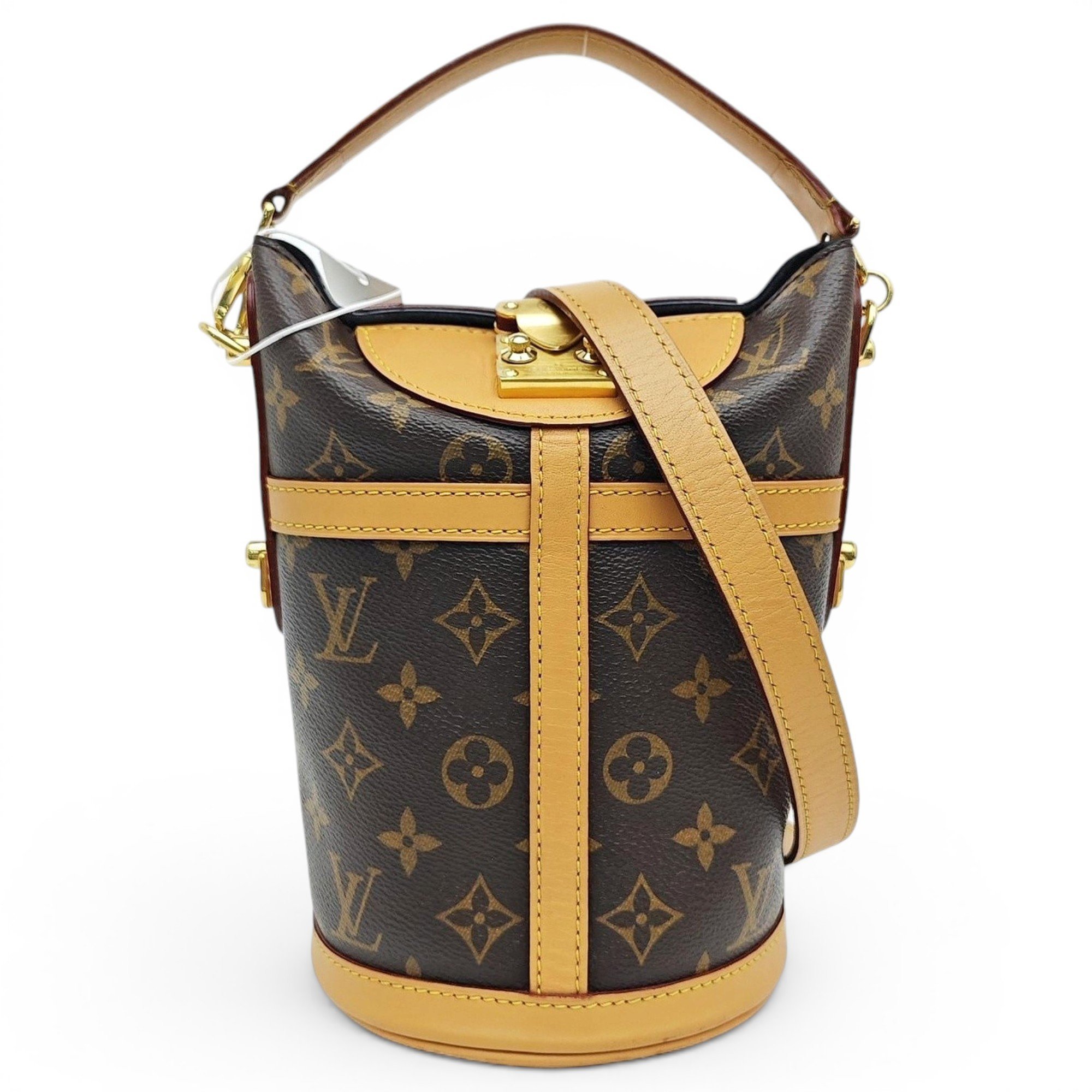 Duffle leather handbag