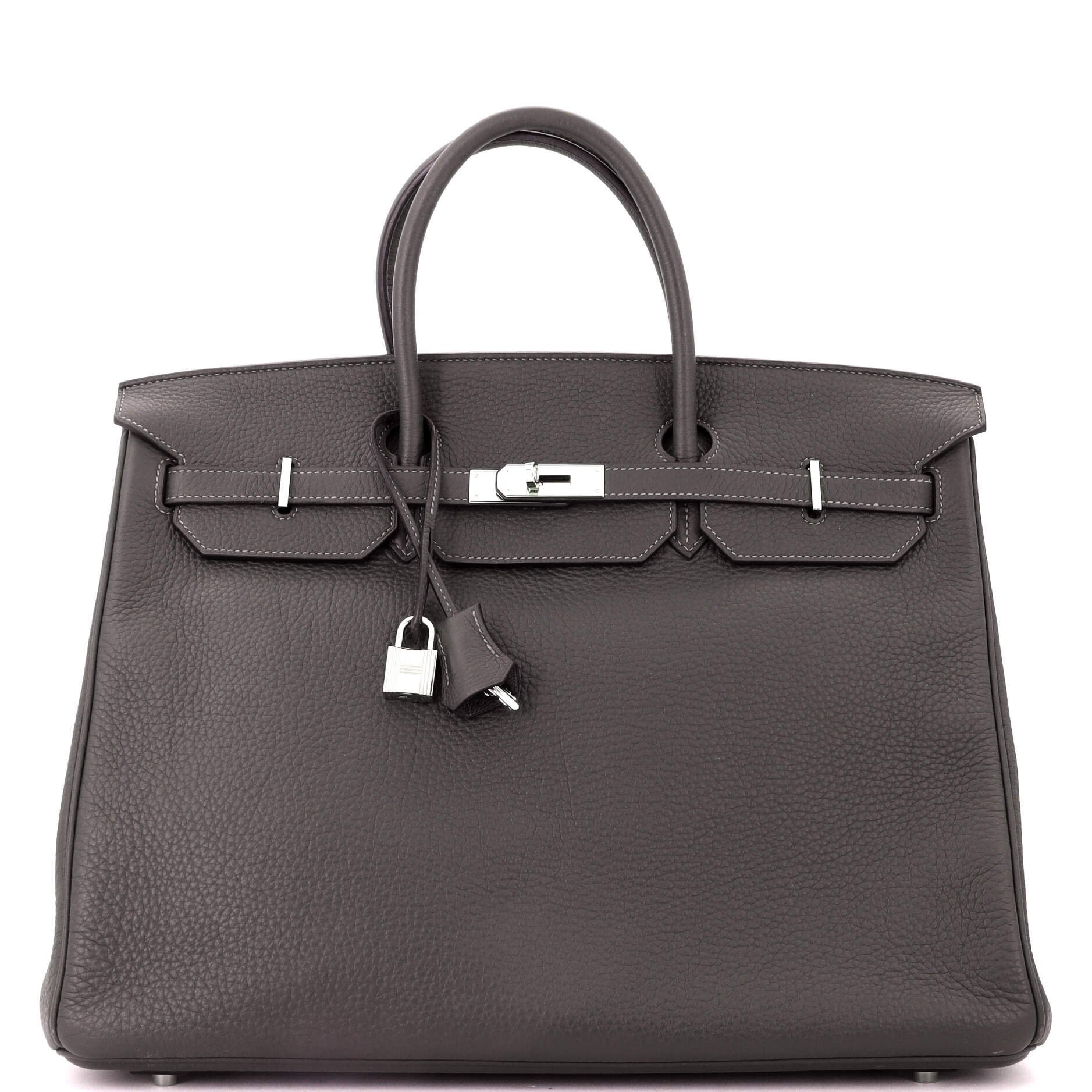 Hermes Birkin Handbag Green Clemence with Palladium Hardware 40