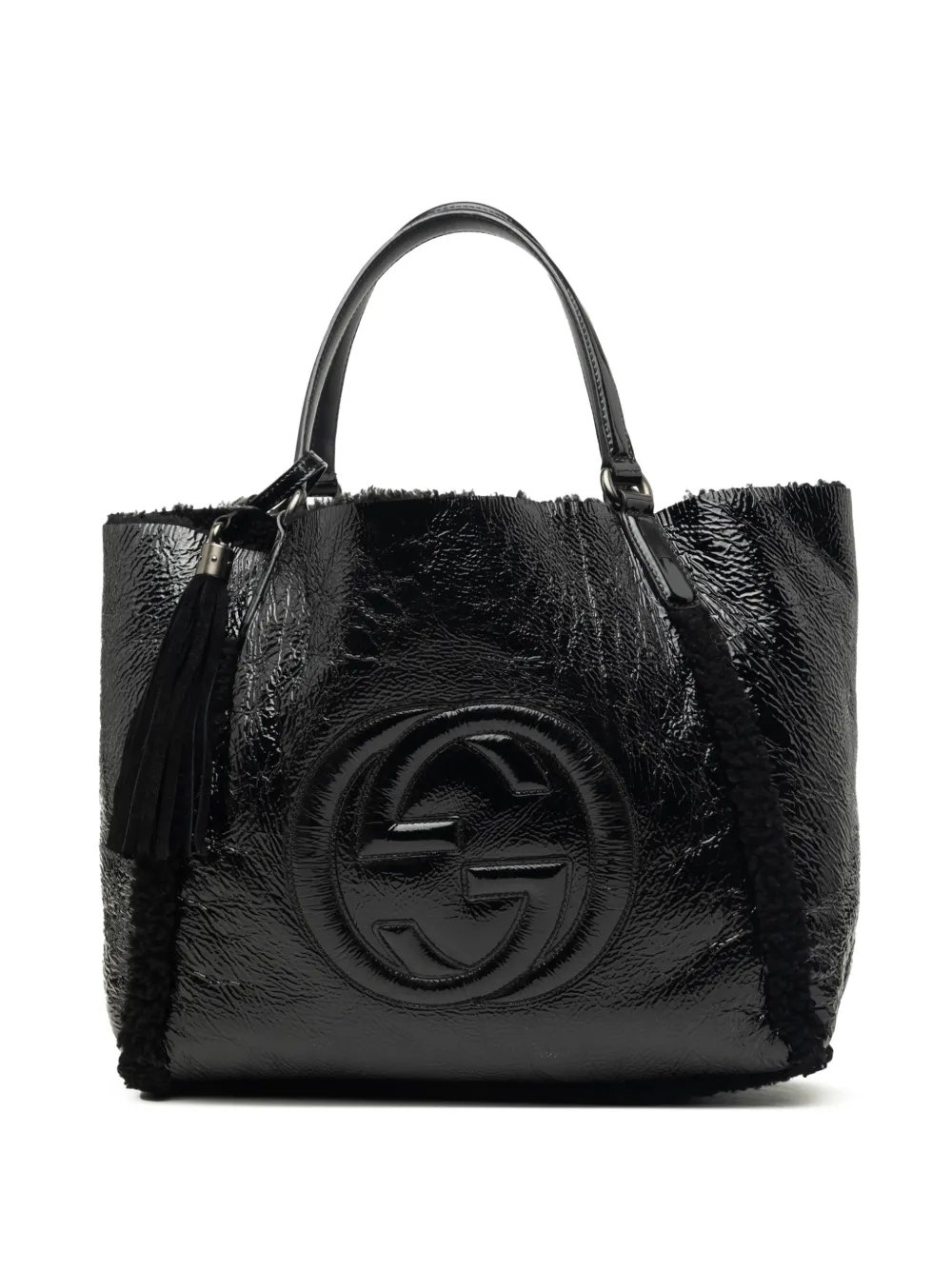 2016-2026 Medium Shearling Trimmed Patent Soho Cellarius tote bag