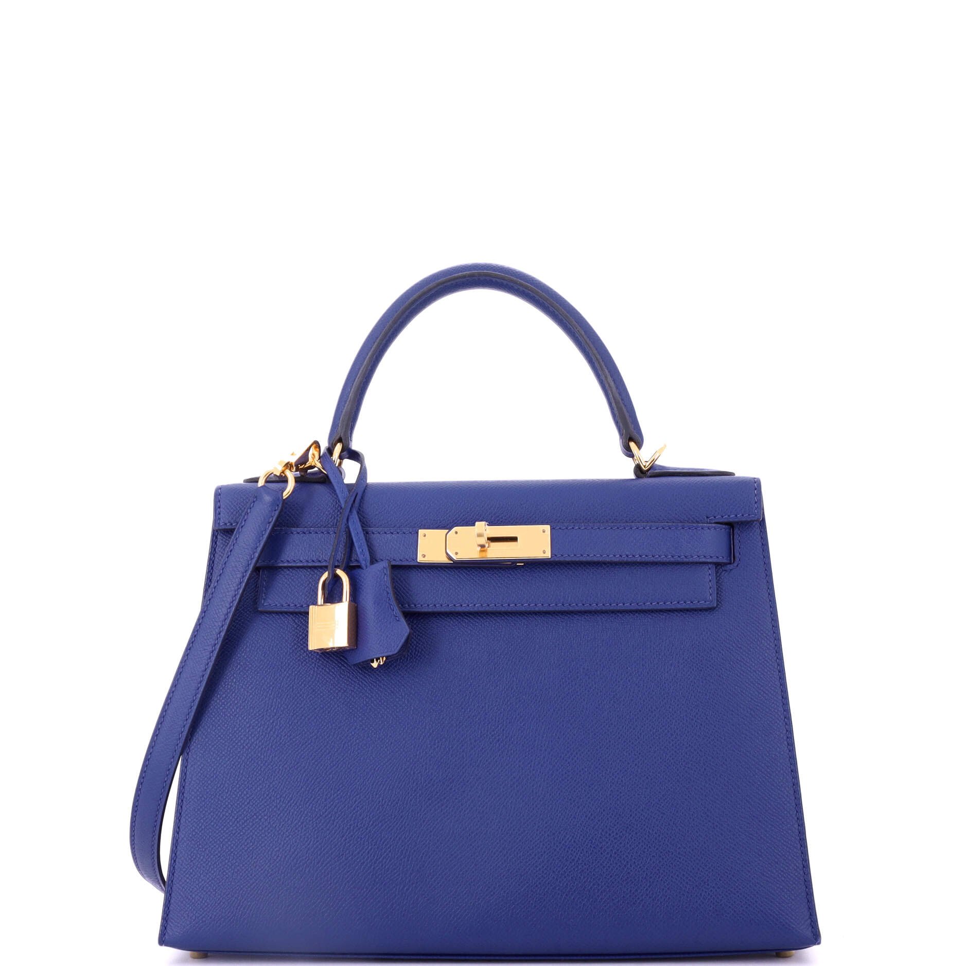 Hermes Kelly Handbag Bleu Electrique Epsom with Gold Hardware 28