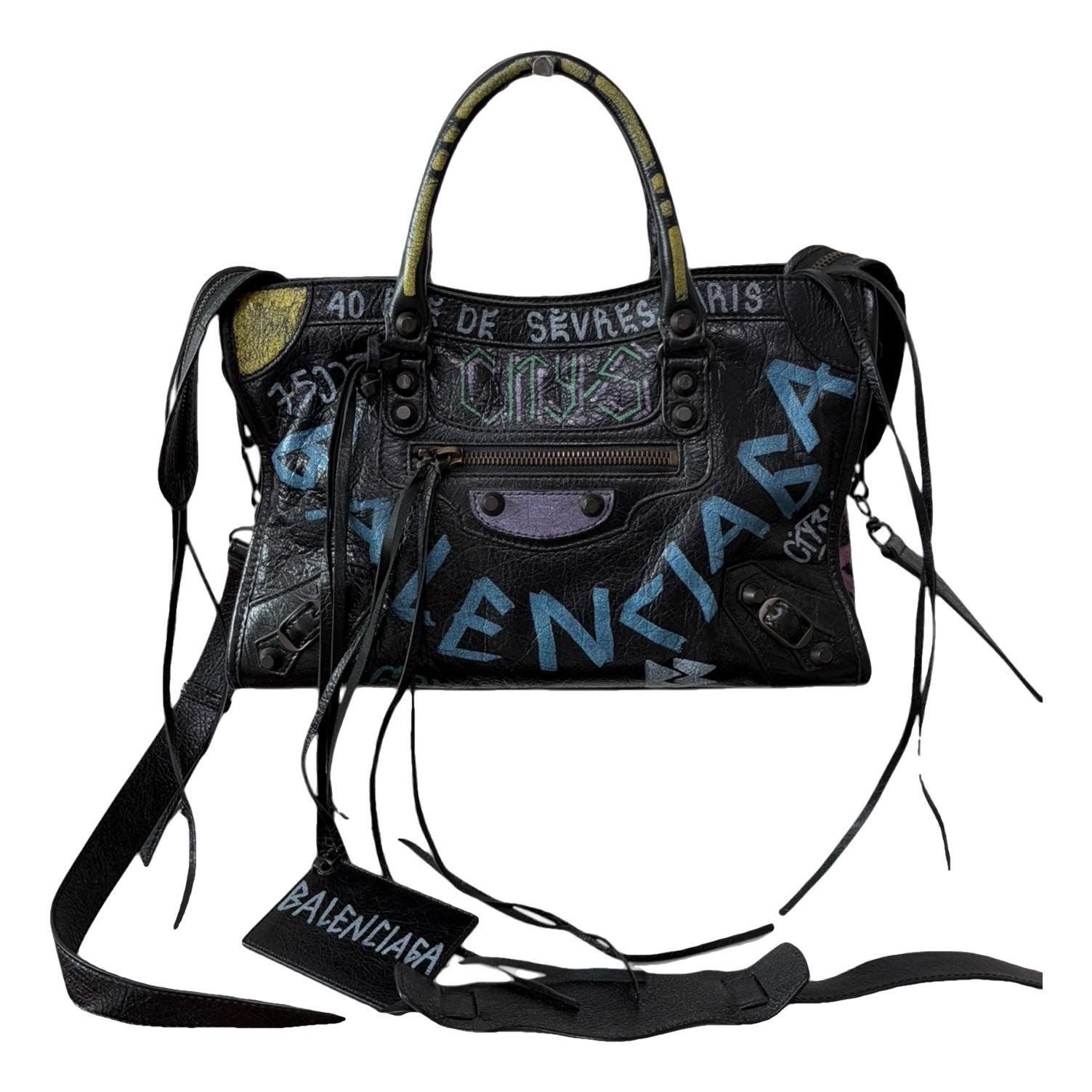 City leather handbag