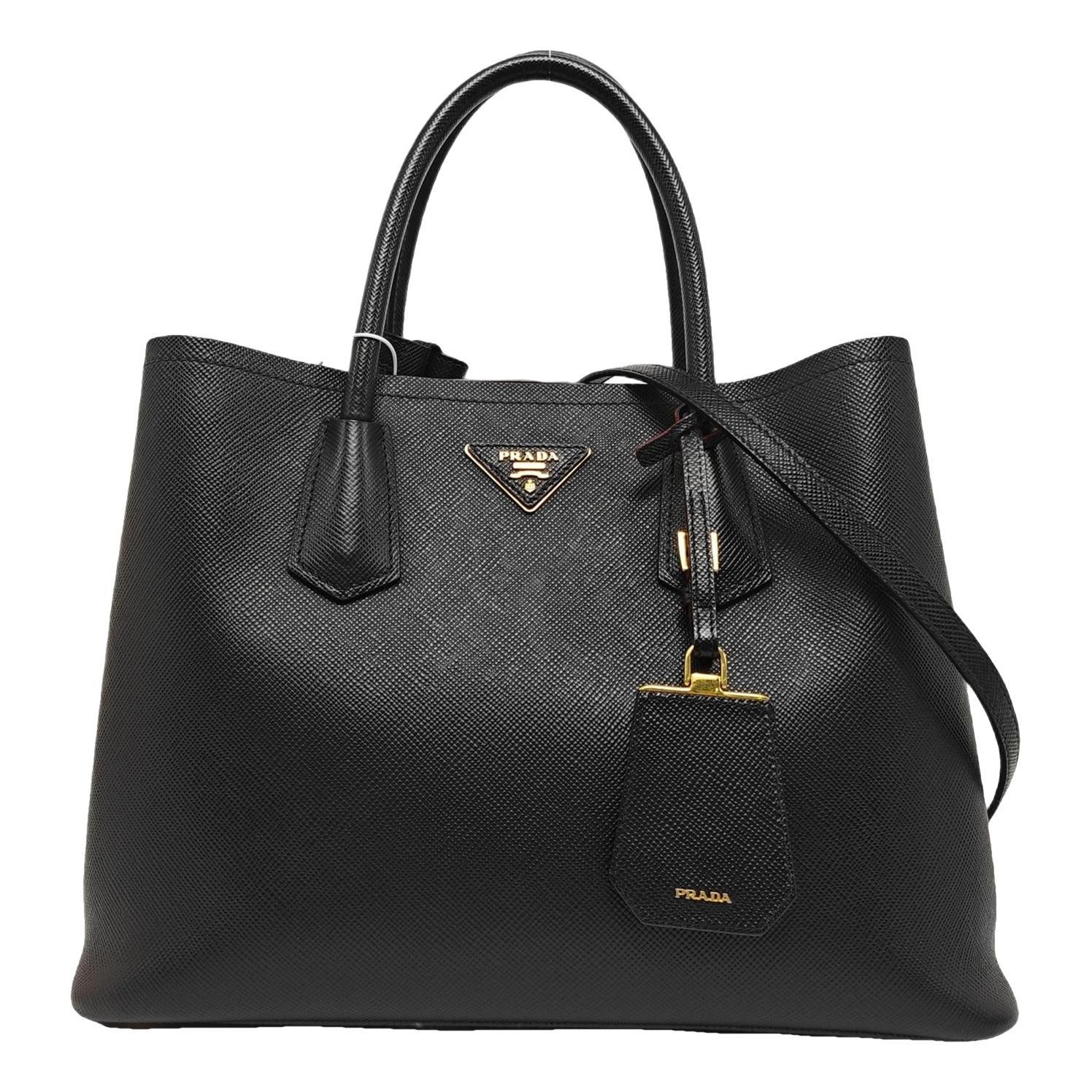 Double leather handbag