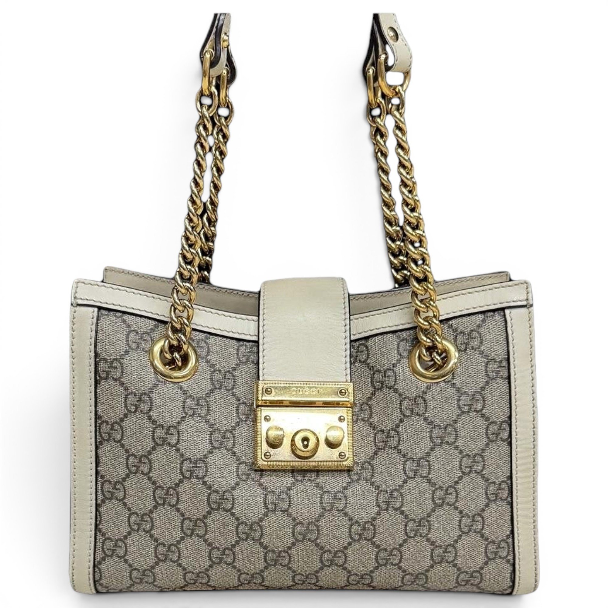 Padlock leather handbag
