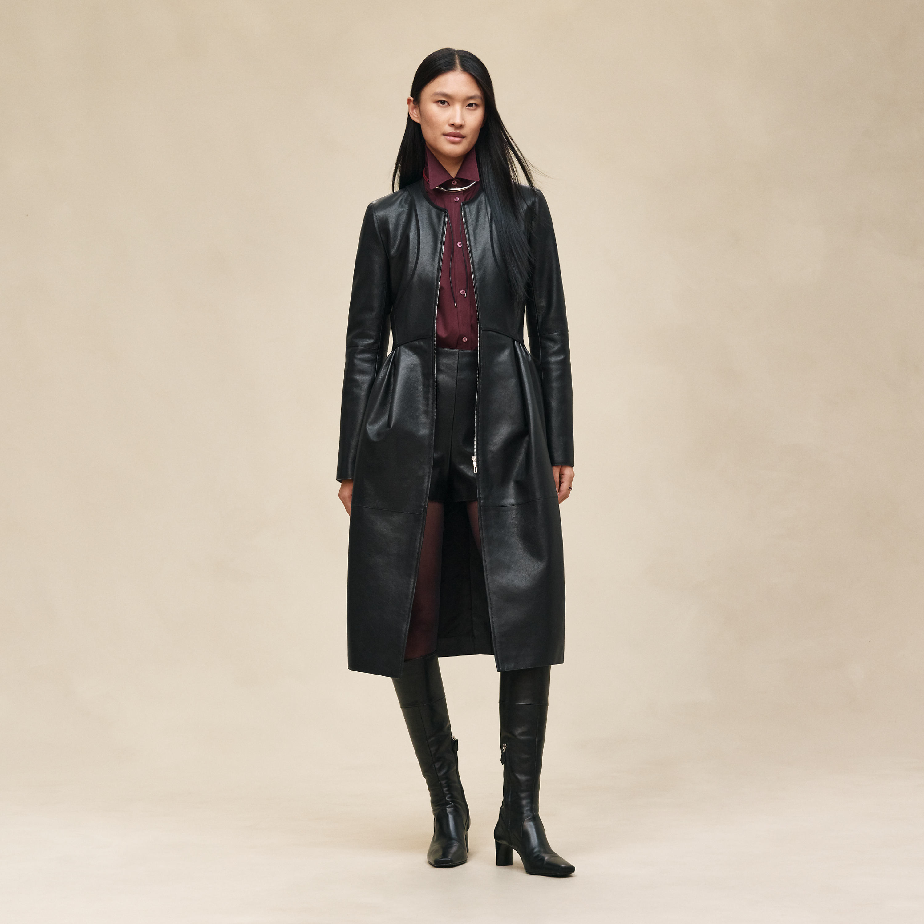Long leather coat