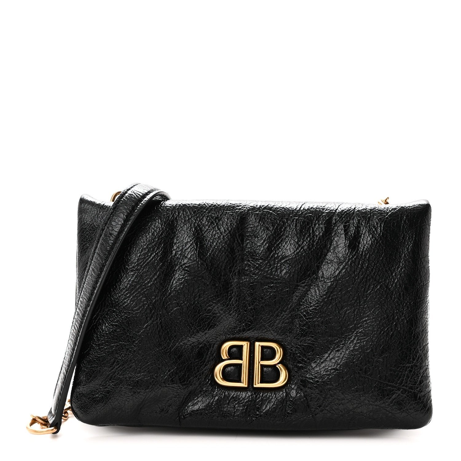 Balenciaga Arena Calfskin Medium Monaco Chain Shoulder Bag Black