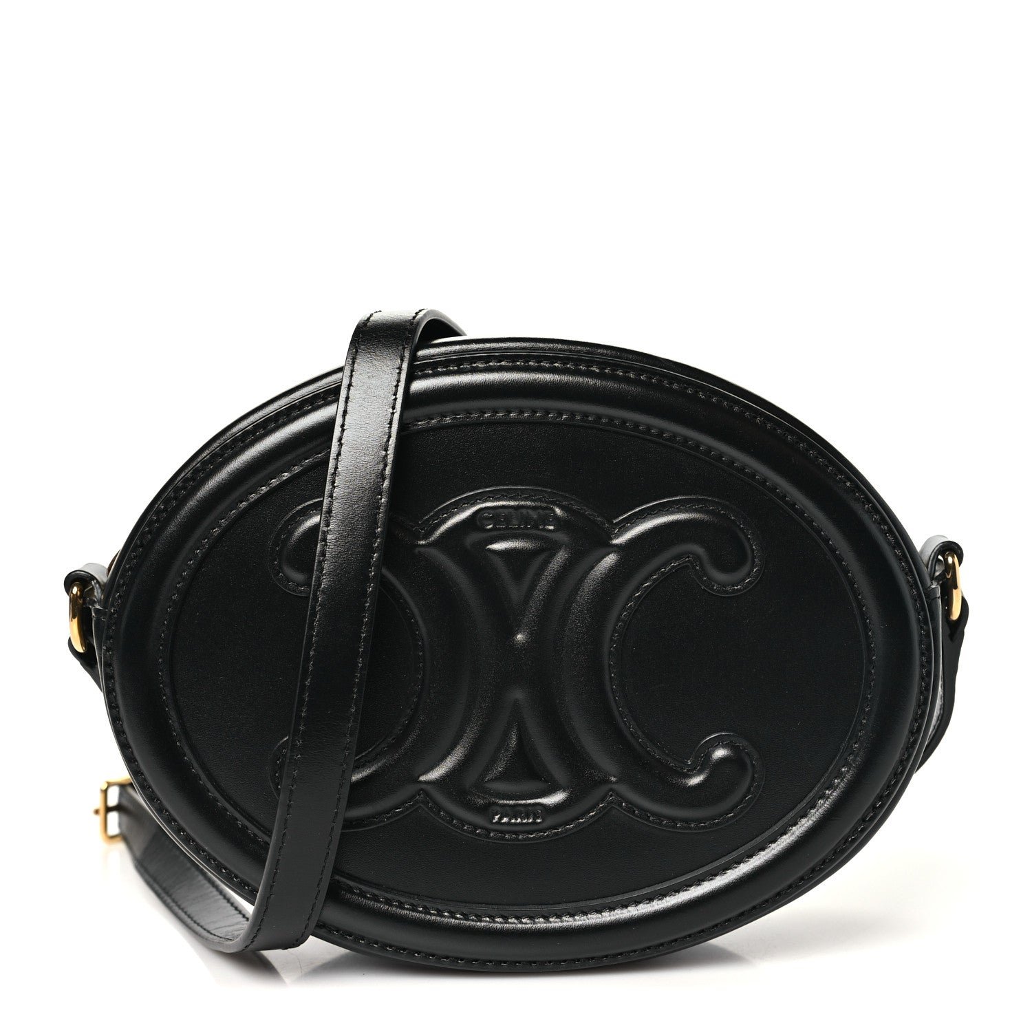 Celine Celine Smooth Calfskin Cuir Triomphe Oval Bag Black