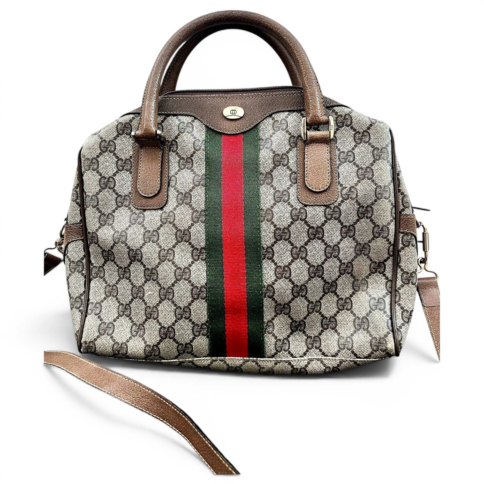 Ophidia Top Handle leather handbag