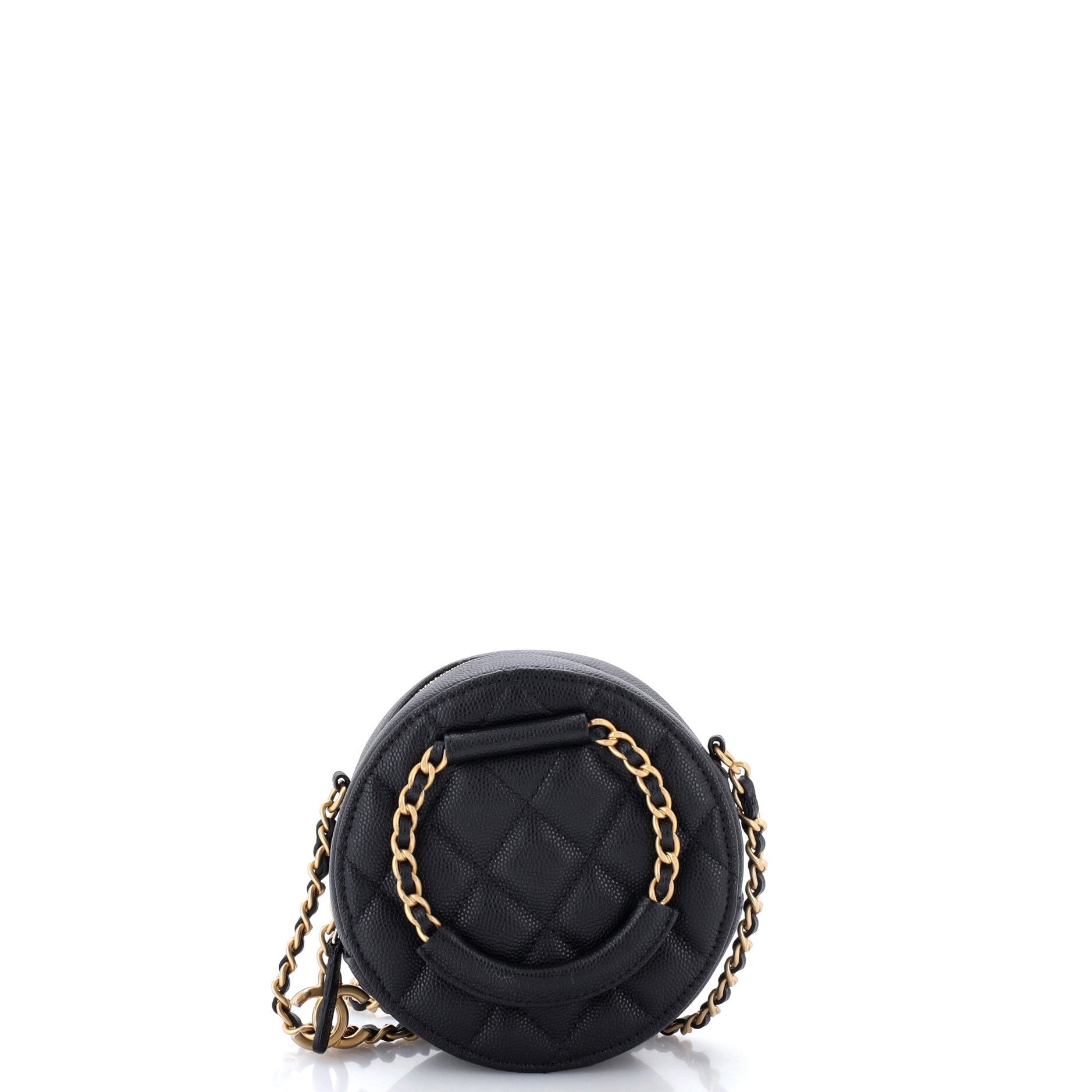 In The Loop Round Clutch with Chain Quilted Caviar Mini