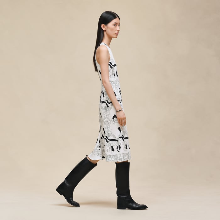 Blanc Nacre "Ferronnerie Remix" Ruffled Sleeveless Dress