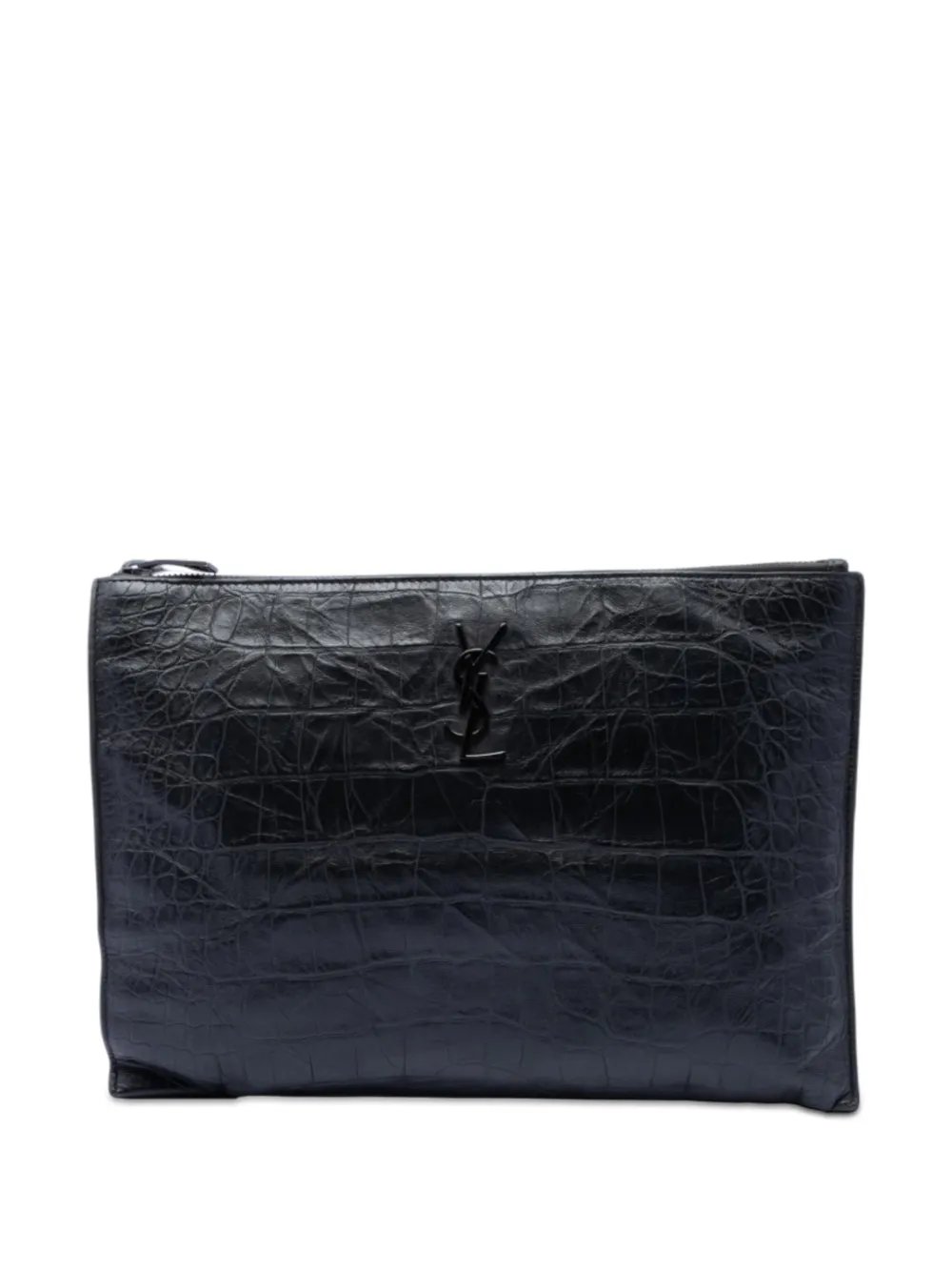 2017 Croc Embossed Leather Monogram Document Holder clutch bag