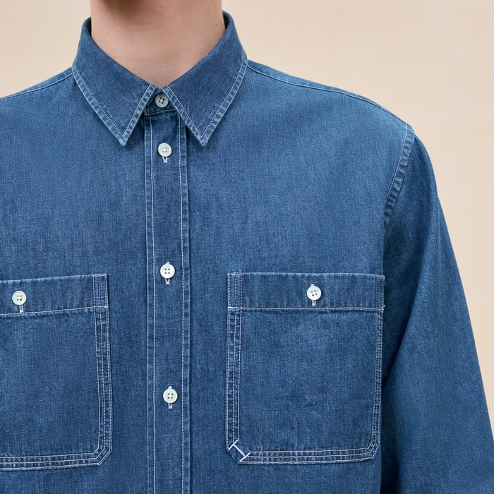 Indigo Lavé "H" Sporty Fit Embroidered Shirt