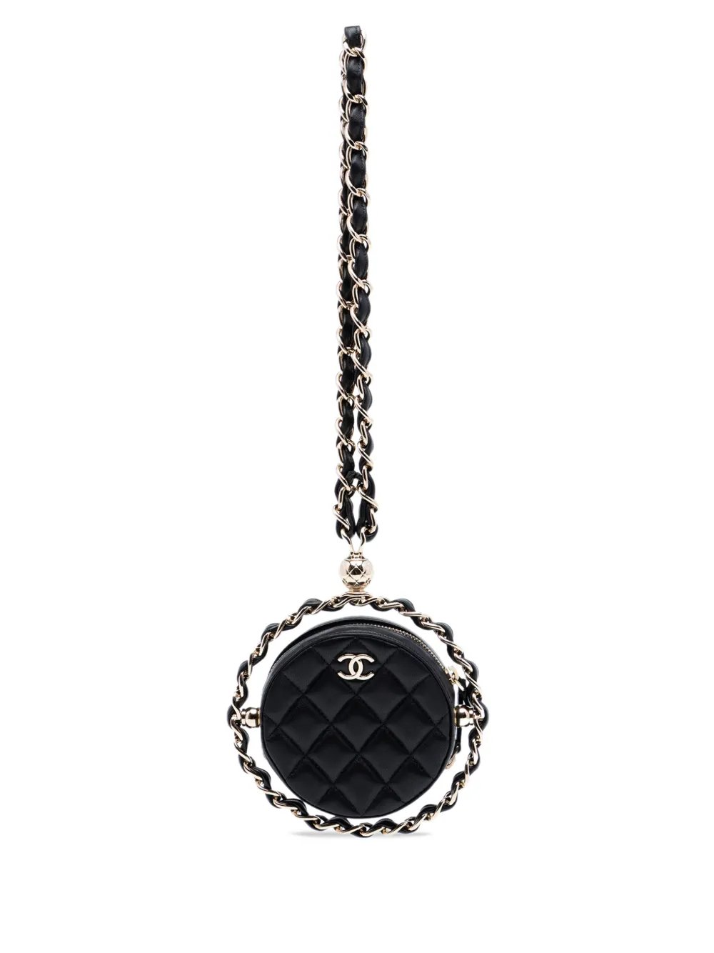 2021 CC Quilted Lambskin Round Chain Around Clutch With Chain shoulder bag