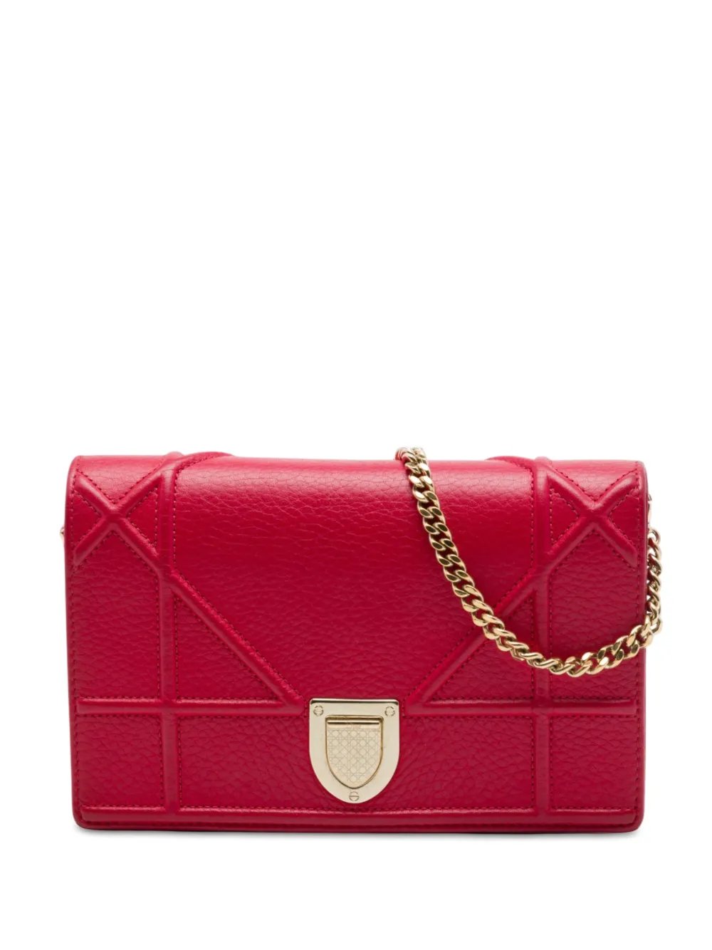 2018 Grained Calfskin Diorama Wallet on Chain crossbody bag