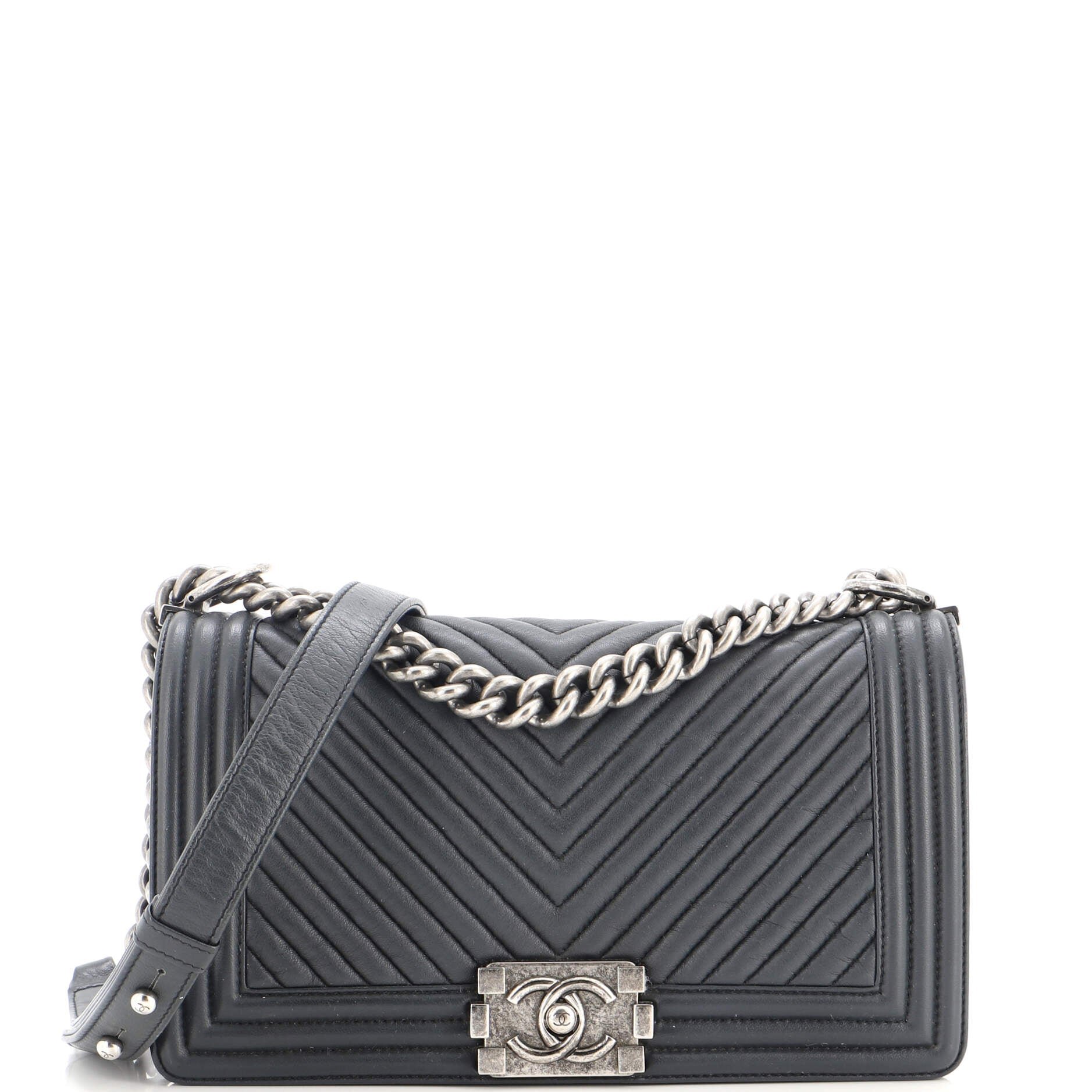 Boy Flap Bag Chevron Wrinkled Lambskin Old Medium