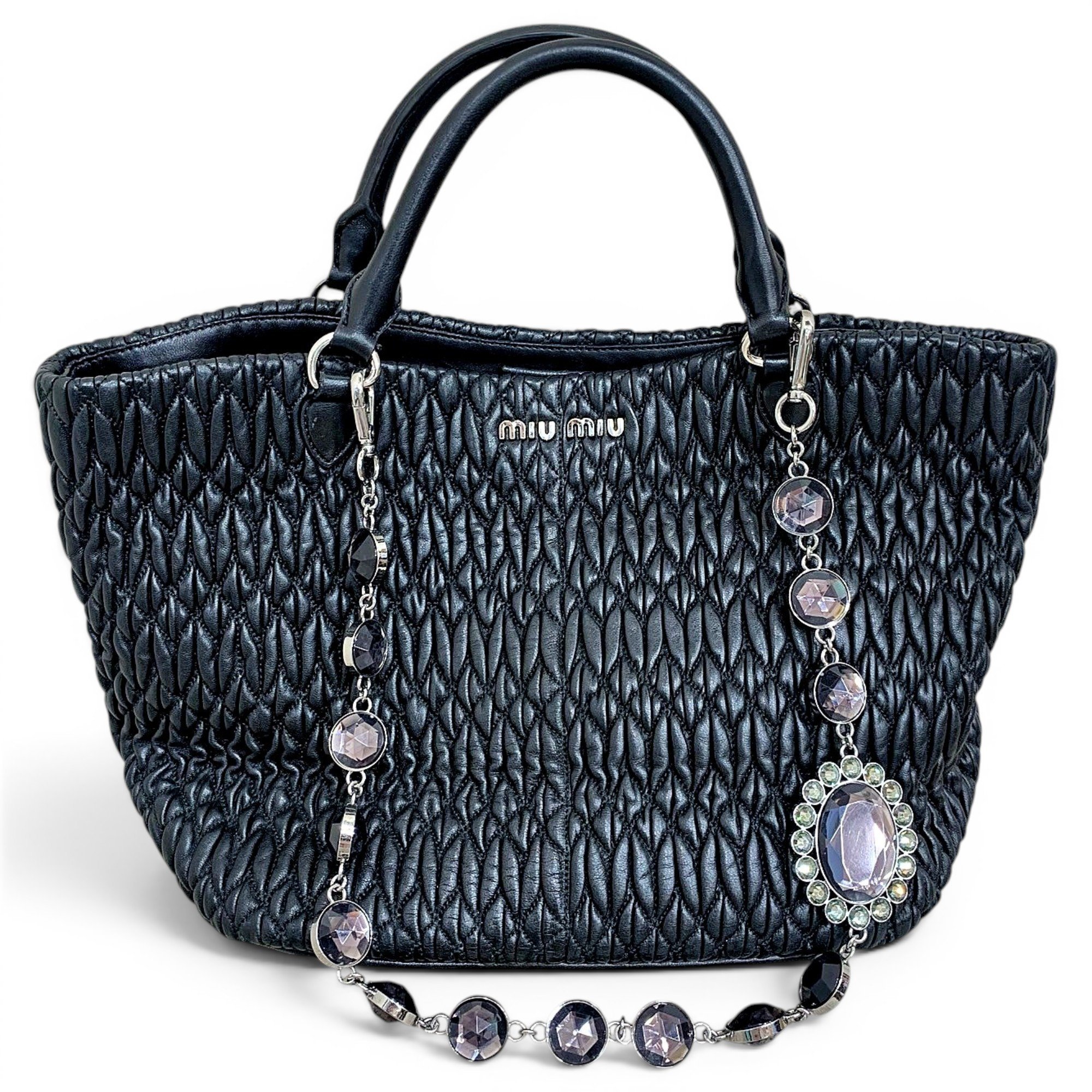 Miu Crystal leather handbag