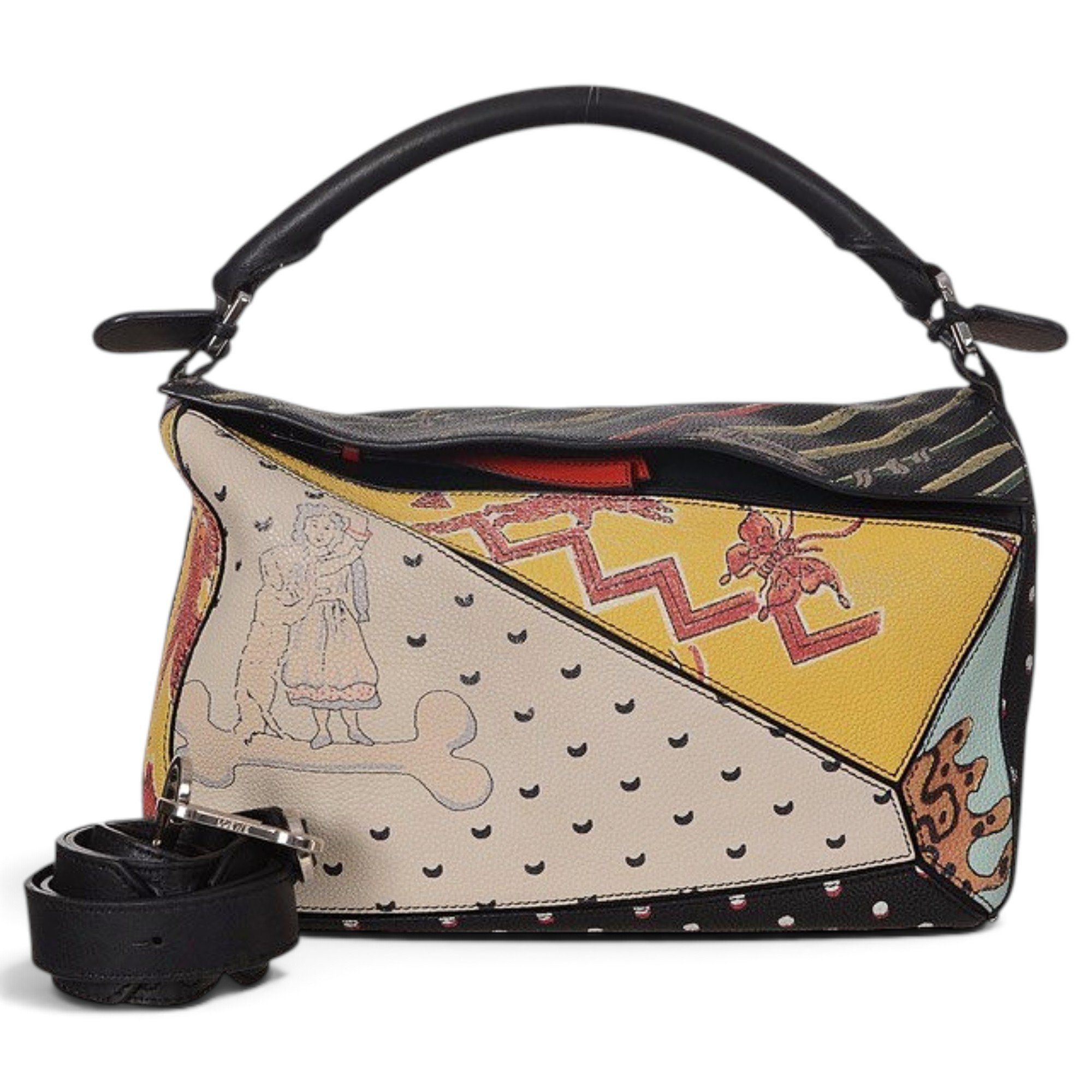 Puzzle leather handbag