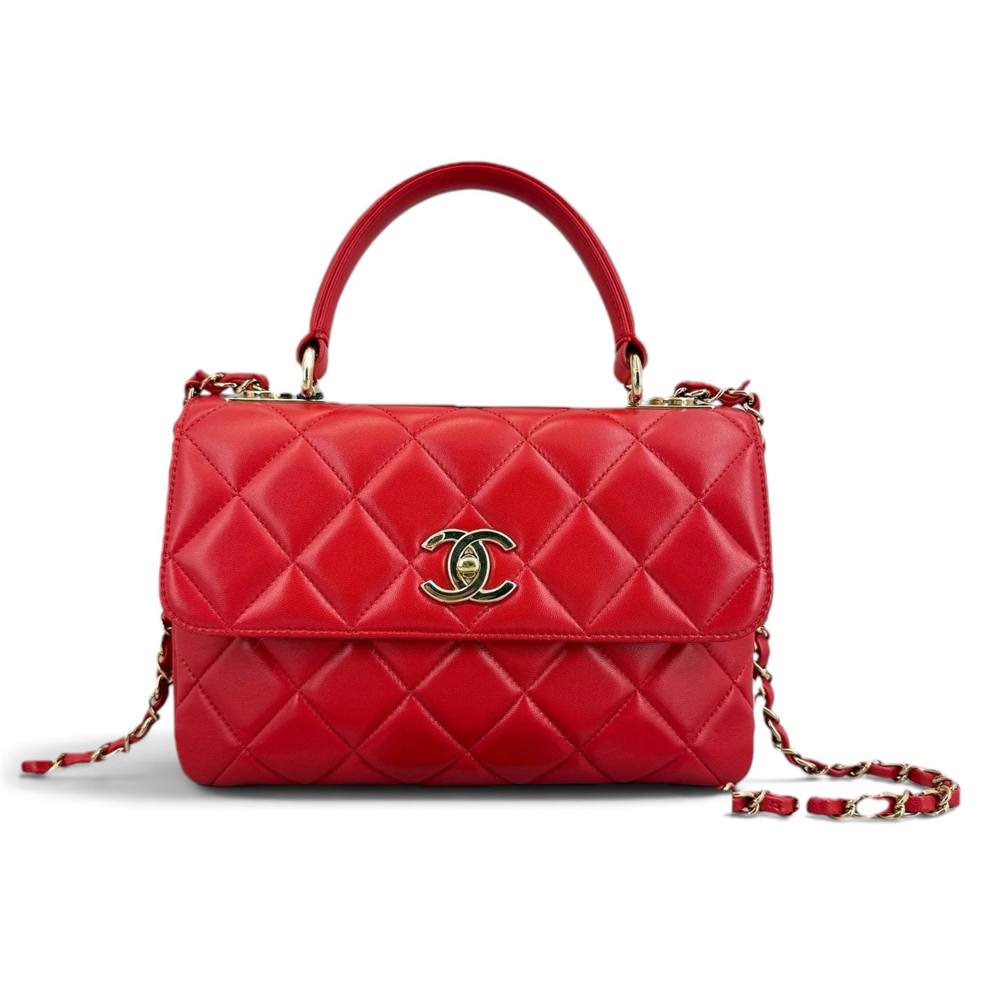 Trendy CC Top Handle leather handbag