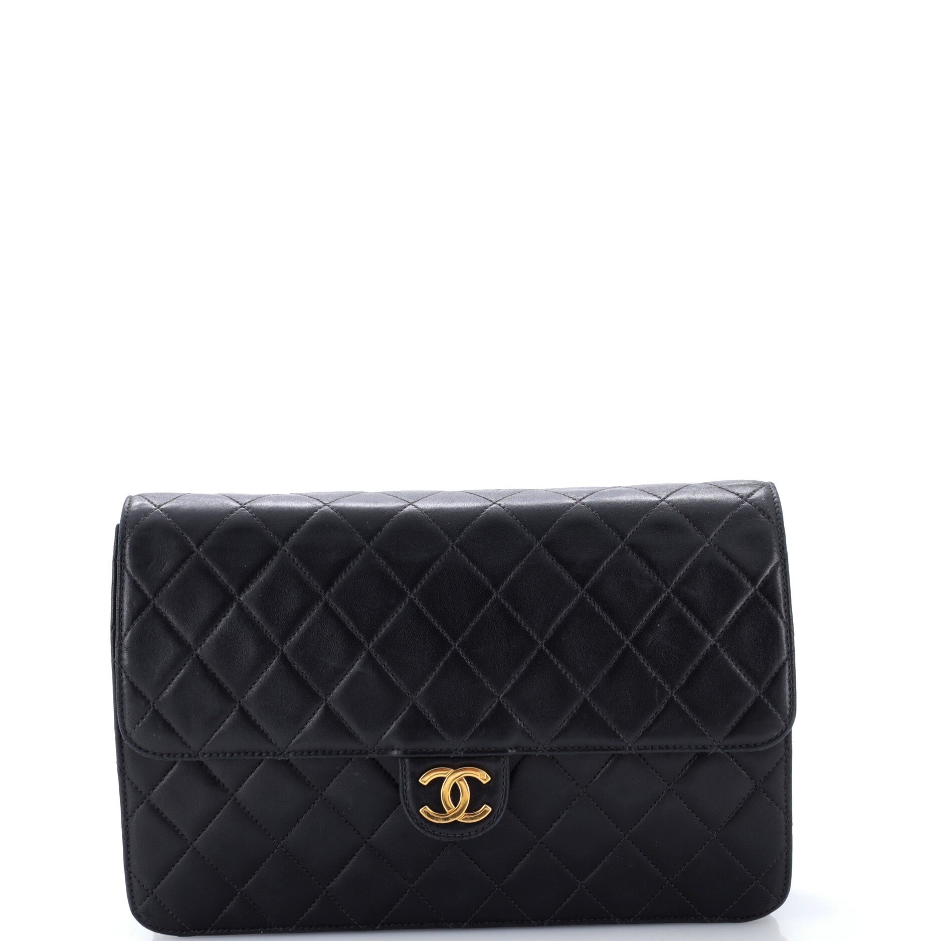 Vintage Clutch with Chain Quilted Leather Medium